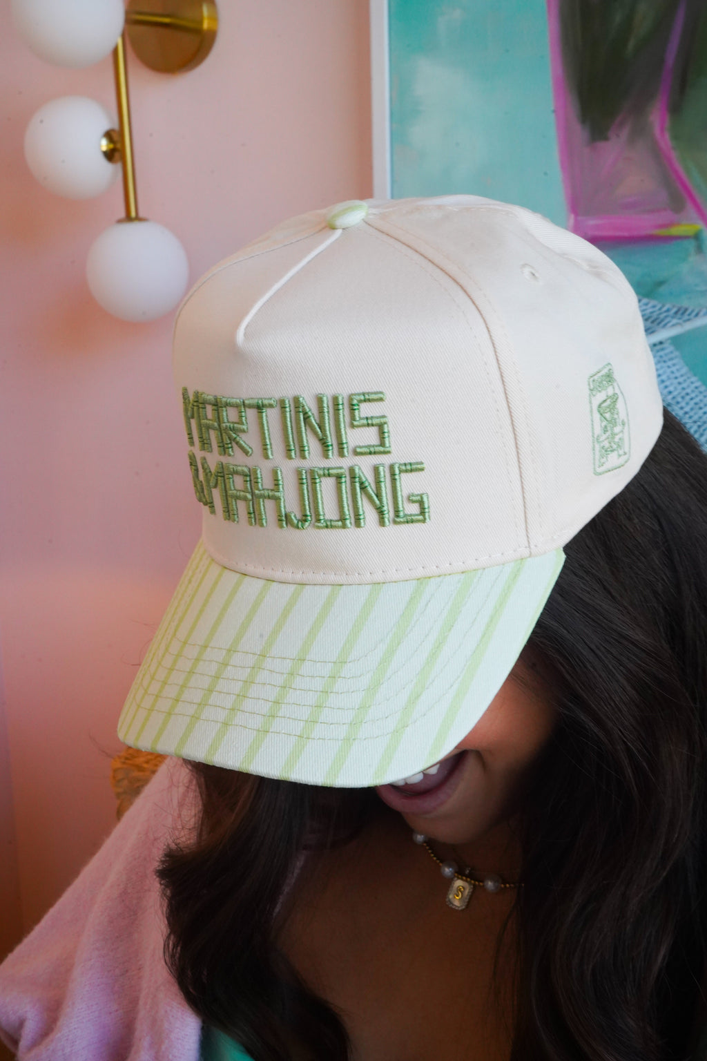 Martinis and Mahjong - Green Stripe Trucker Hat