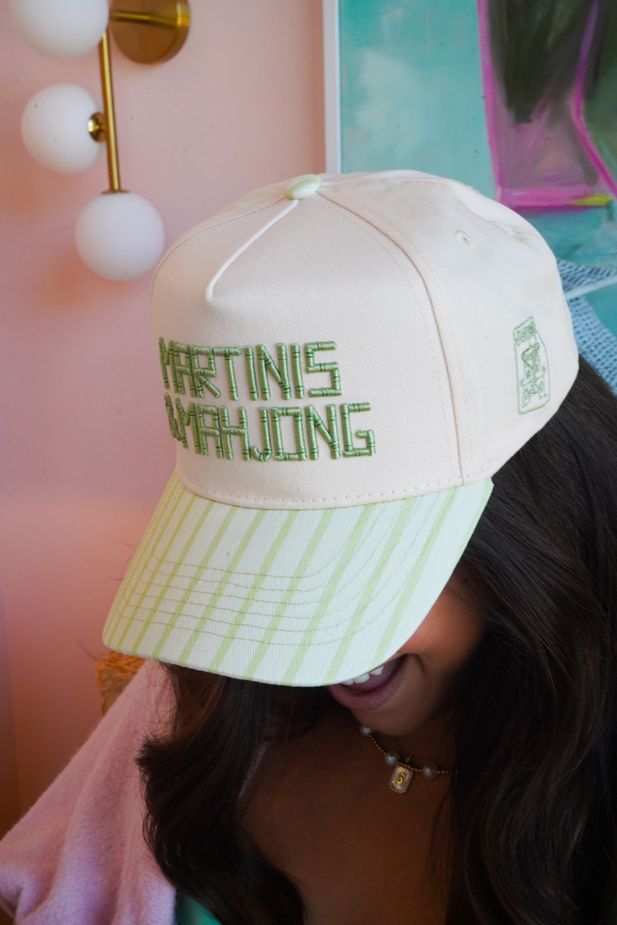 Martinis and Mahjong - Green Stripe Trucker Hat