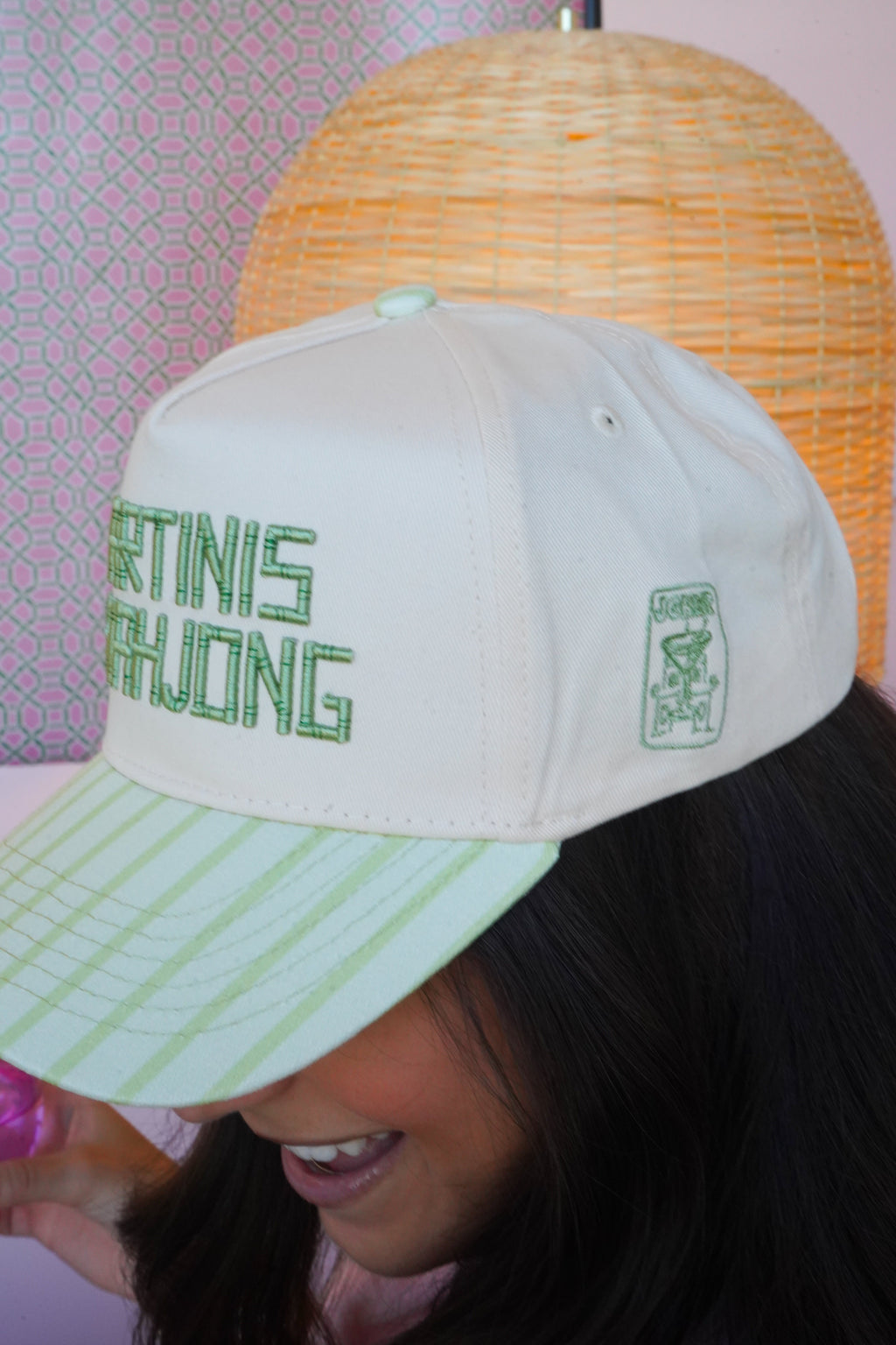 Martinis and Mahjong - Green Stripe Trucker Hat