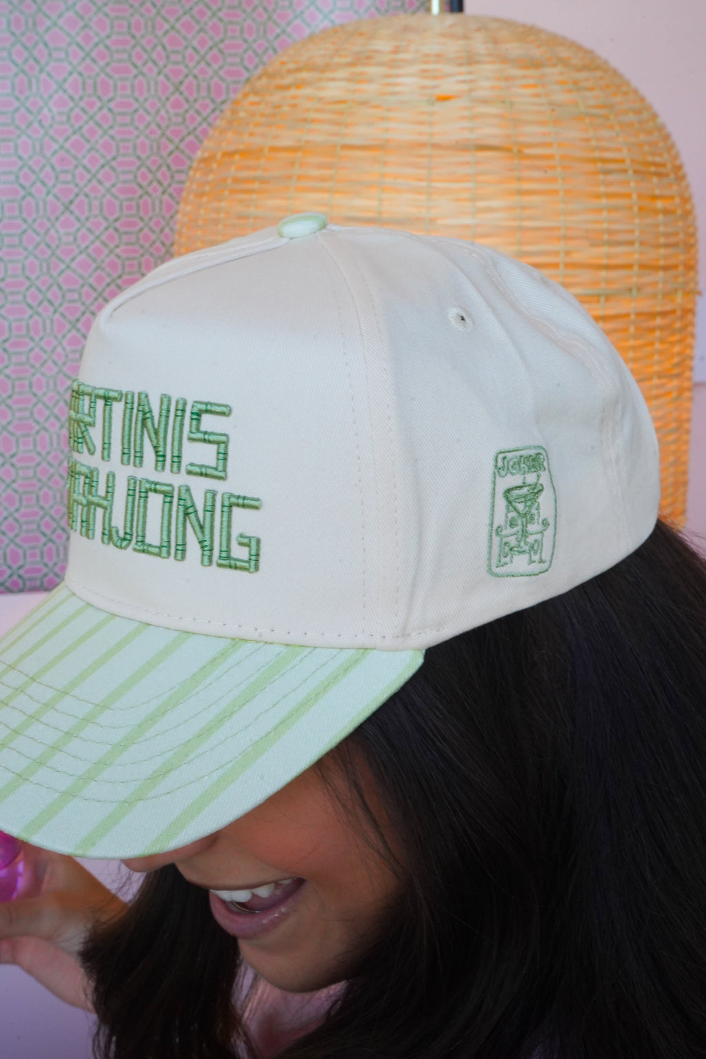 Martinis and Mahjong - Green Stripe Trucker Hat