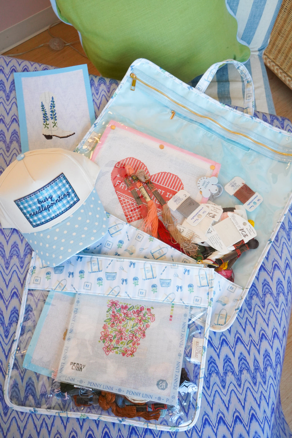Needlepoint Clear Project Handle Bag