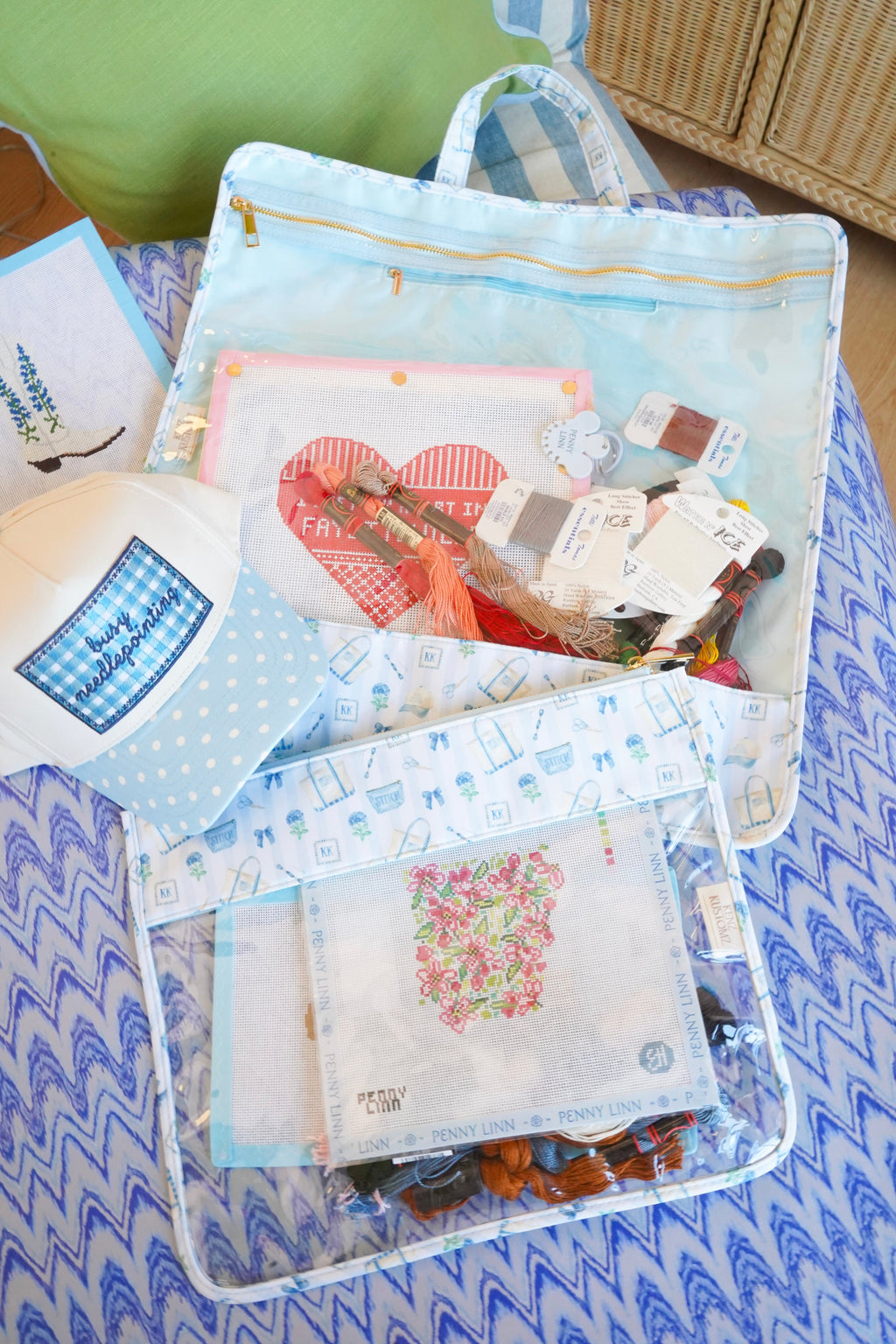 Needlepoint Clear Project Handle Bag