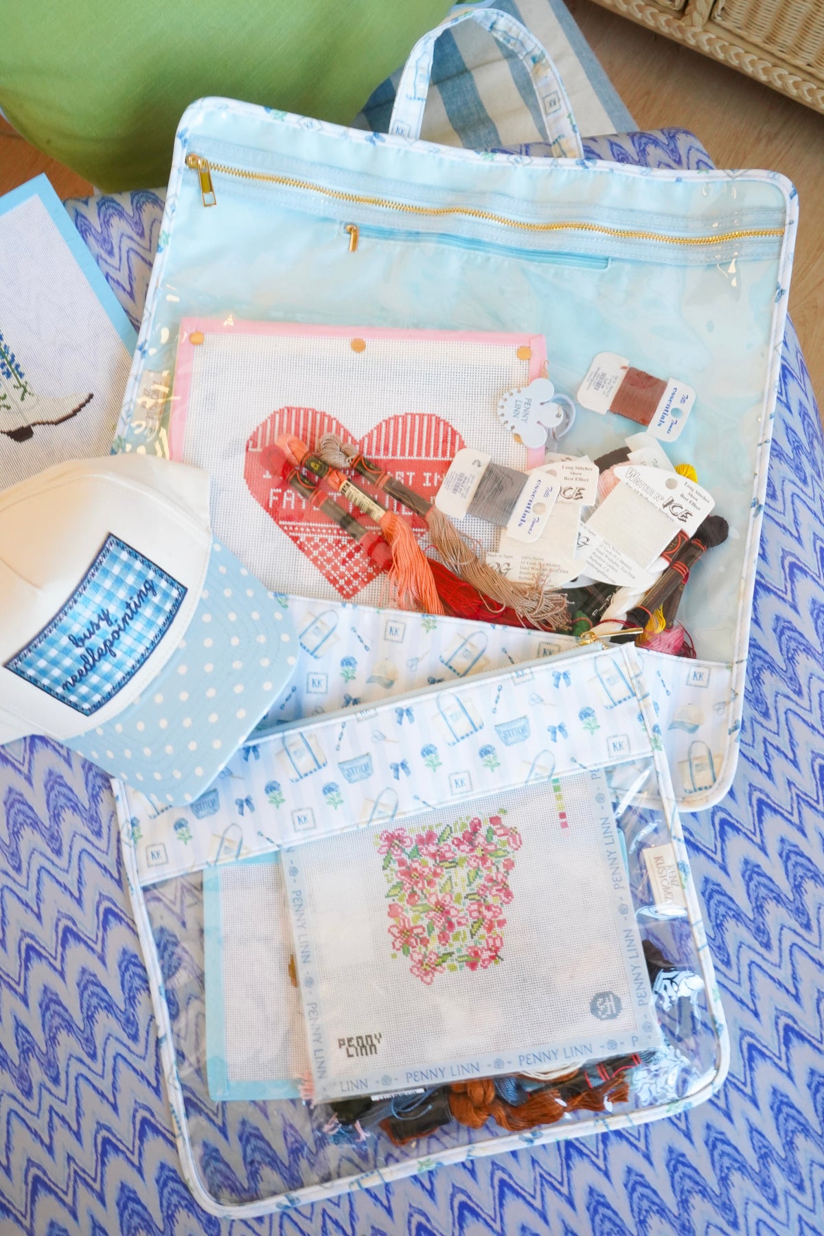 Needlepoint Clear Project Handle Bag
