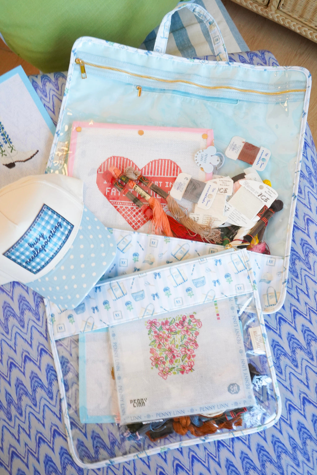 Needlepoint Flat Clear Pouch