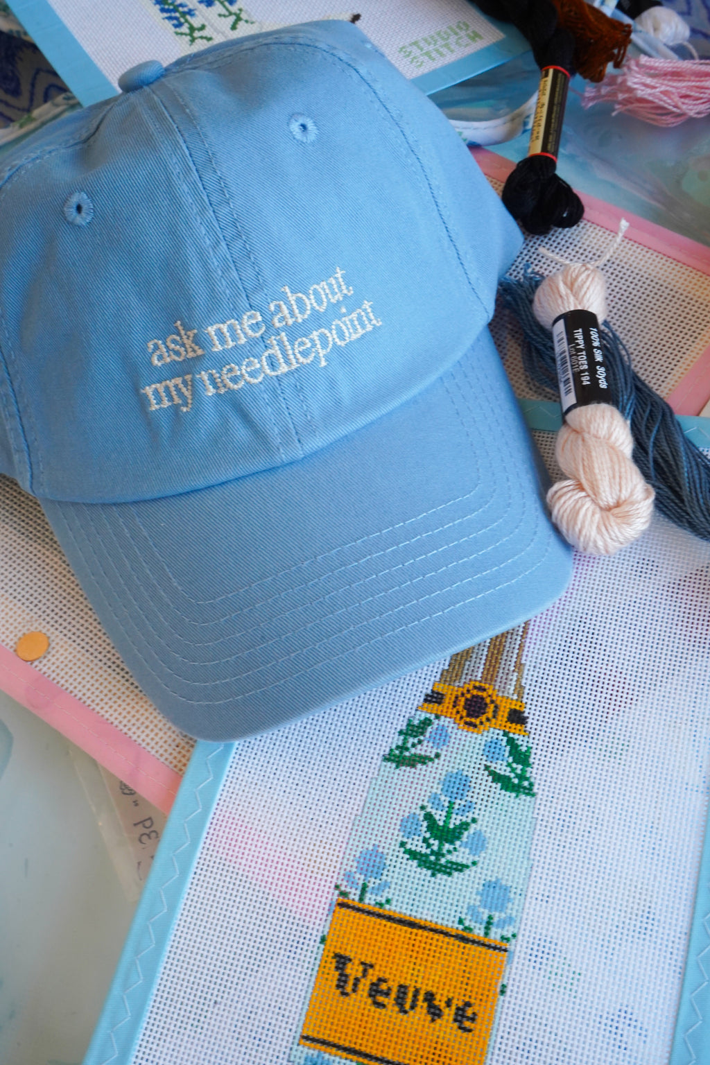 Ask Me About My Needlepoint - Dad Cap
