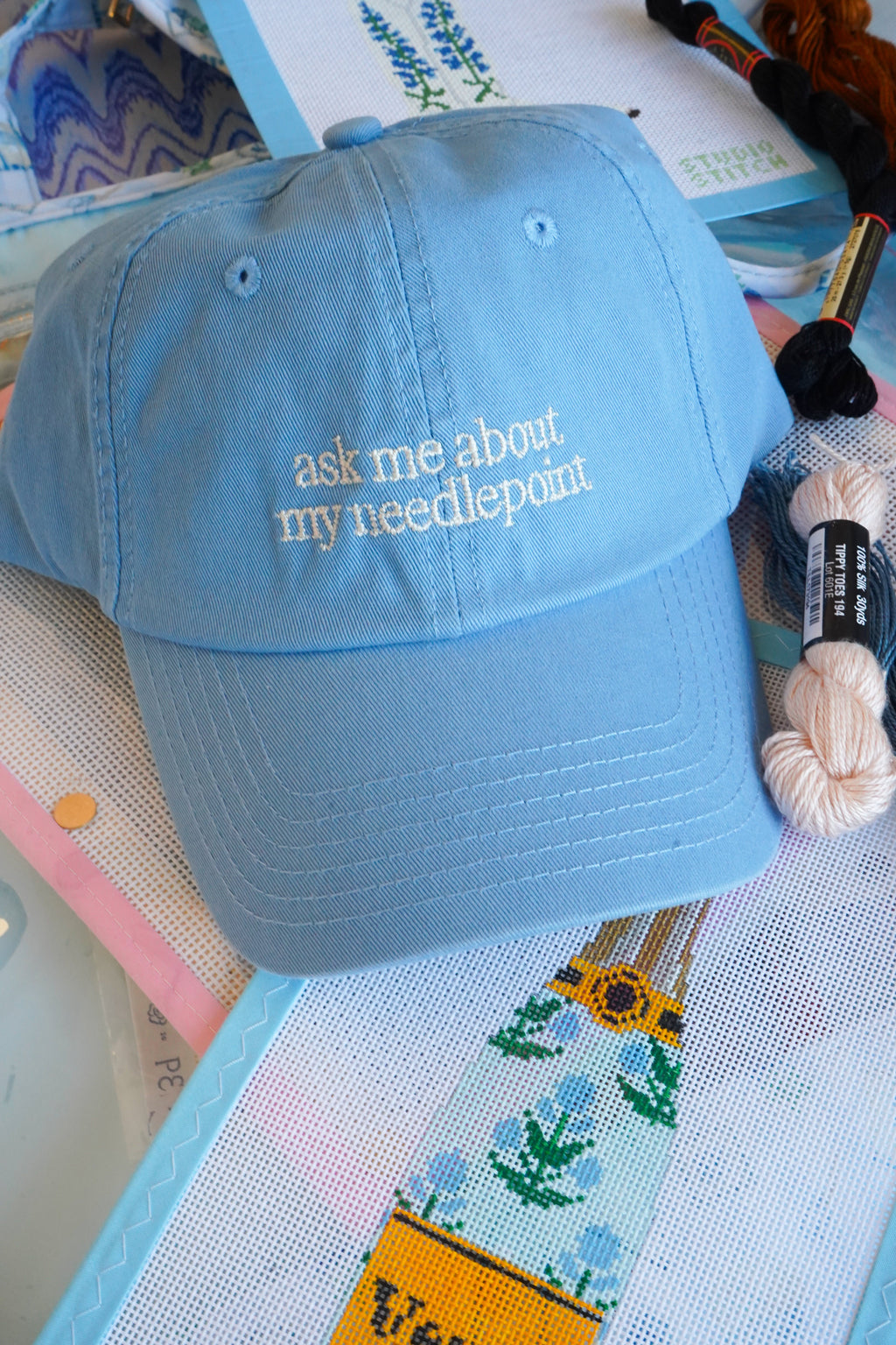 Ask Me About My Needlepoint - Dad Cap