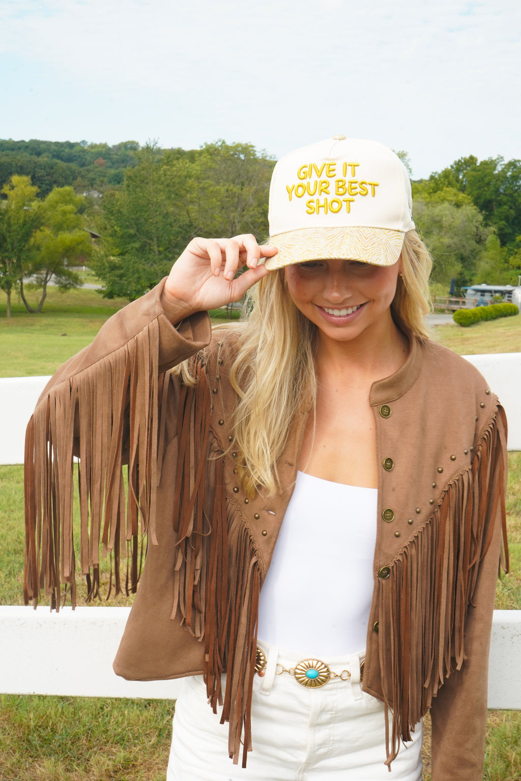 Give It Your Best Shot - Chartreuse Zebra Trucker Hat