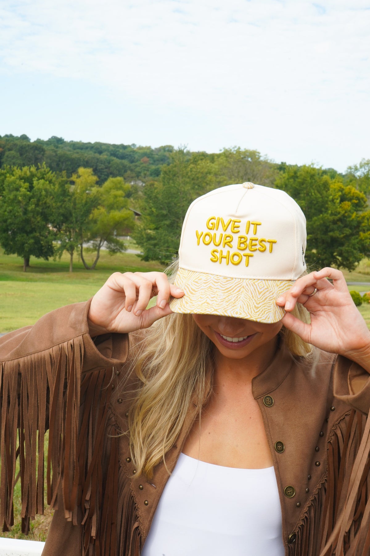 Give It Your Best Shot - Chartreuse Zebra Trucker Hat