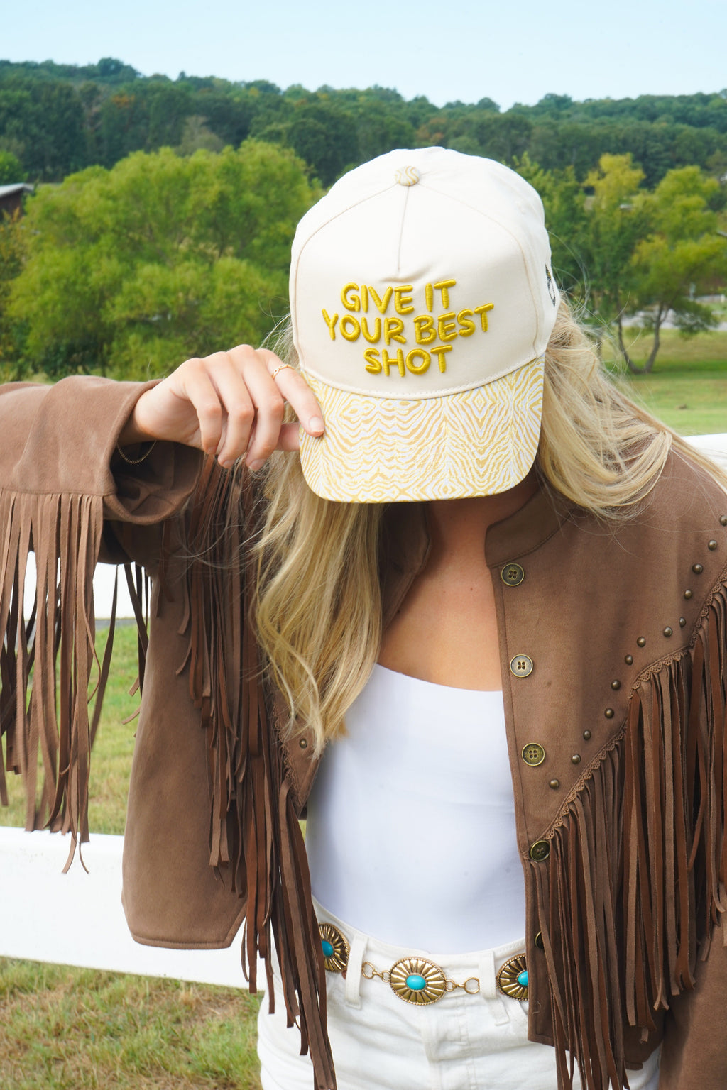 Give It Your Best Shot - Chartreuse Zebra Trucker Hat