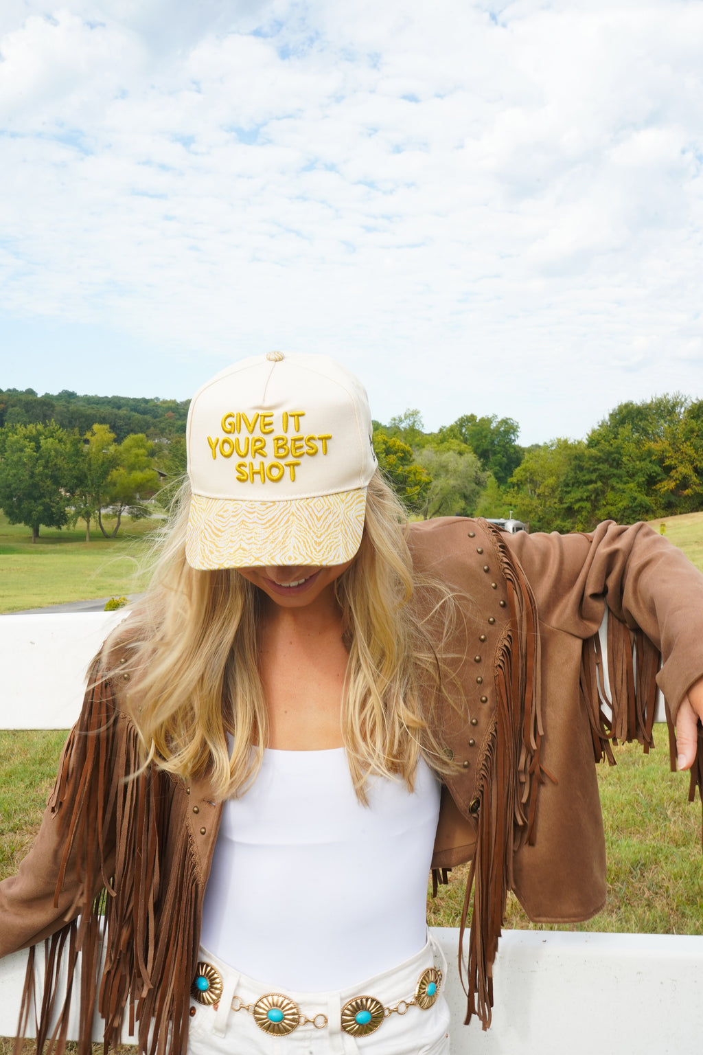 Give It Your Best Shot - Chartreuse Zebra Trucker Hat