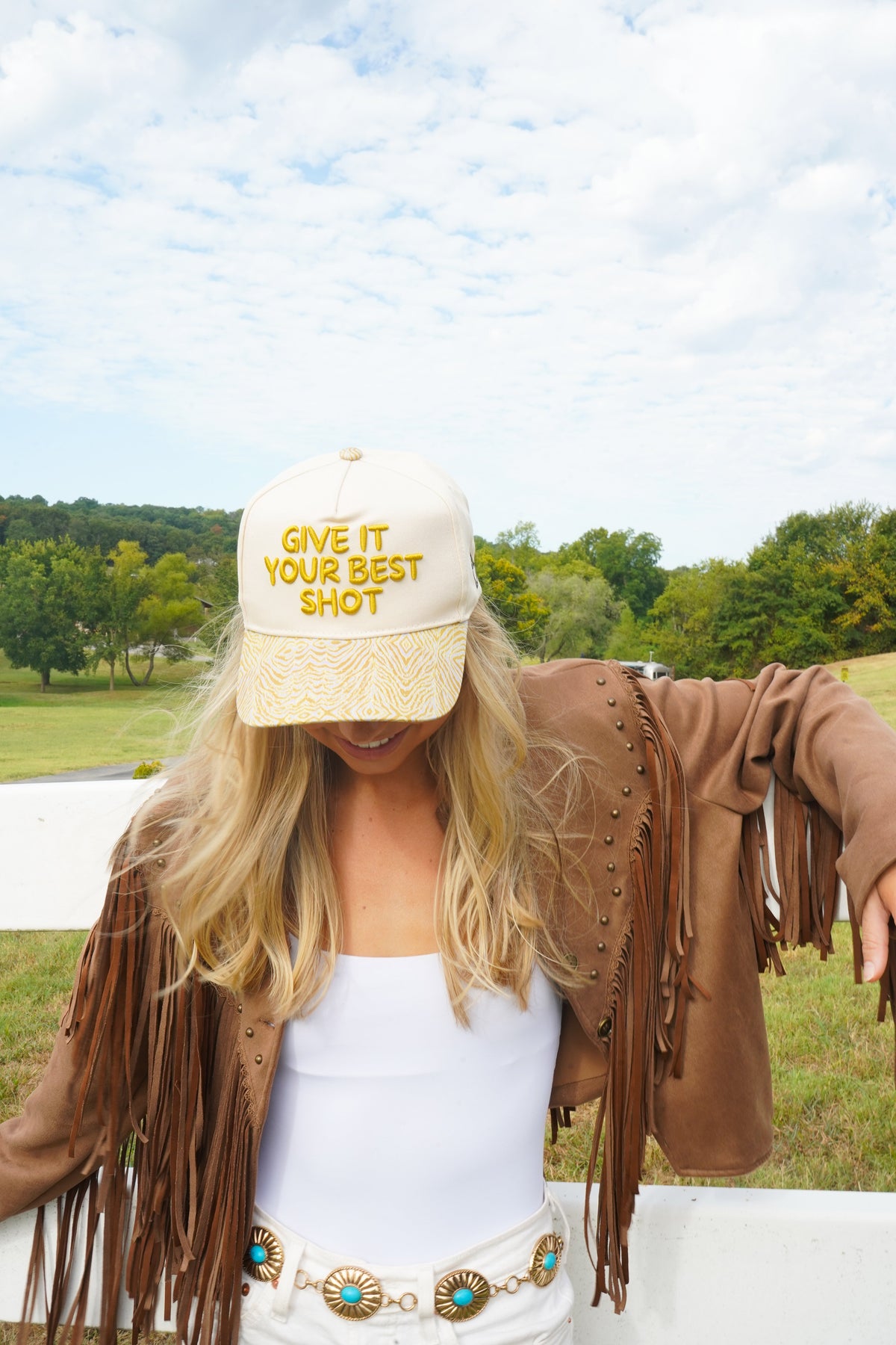 Give It Your Best Shot - Chartreuse Zebra Trucker Hat
