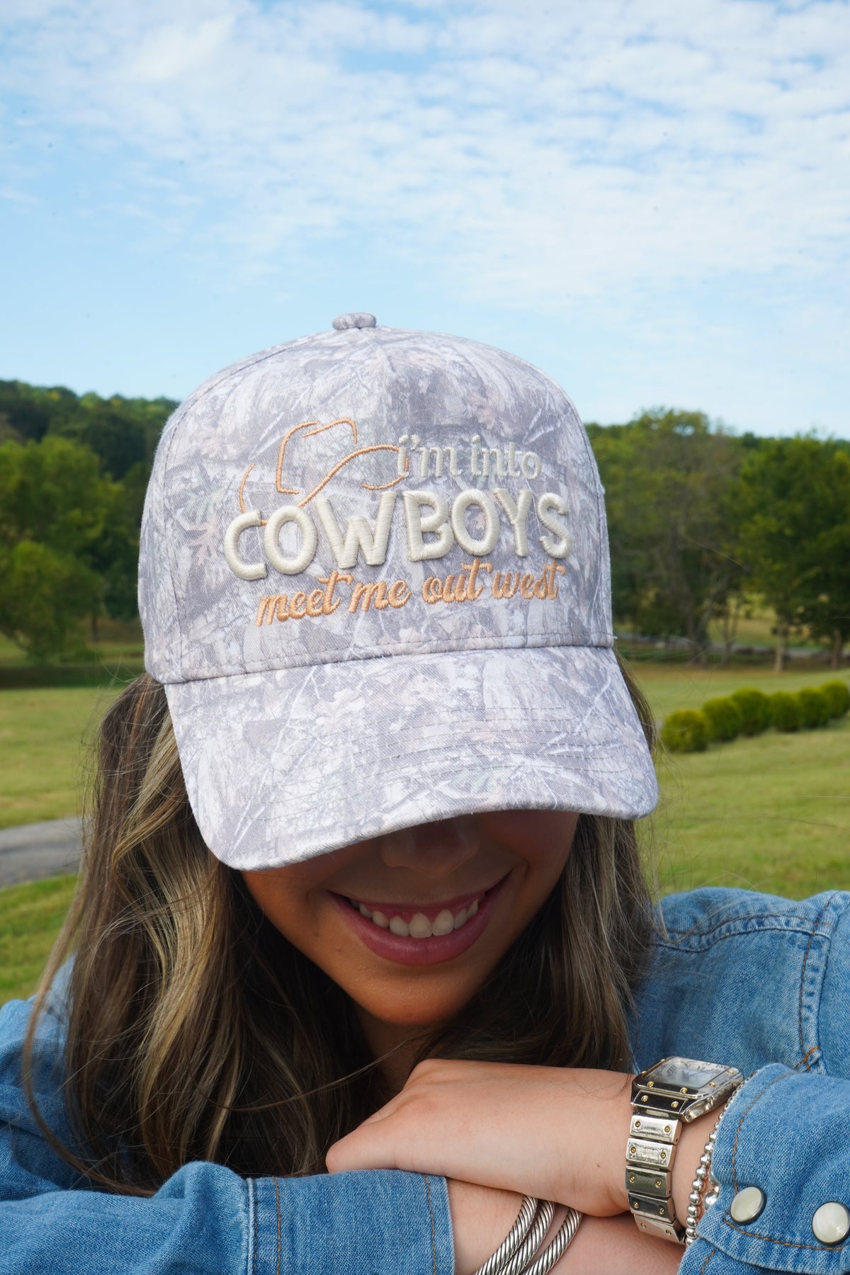I'm Into Cowboys - Washed Camo Trucker Hat