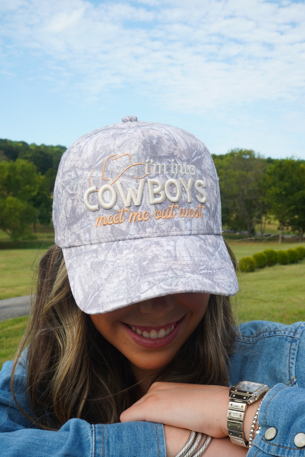 I'm Into Cowboys - Washed Camo Trucker Hat
