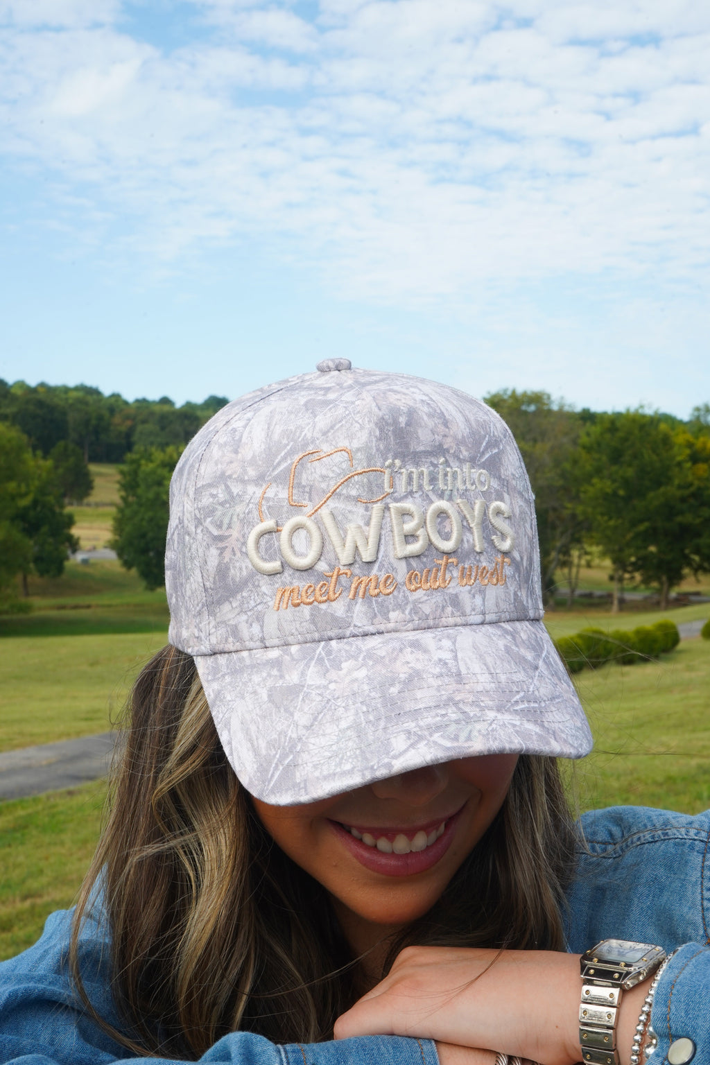 I'm Into Cowboys - Washed Camo Trucker Hat