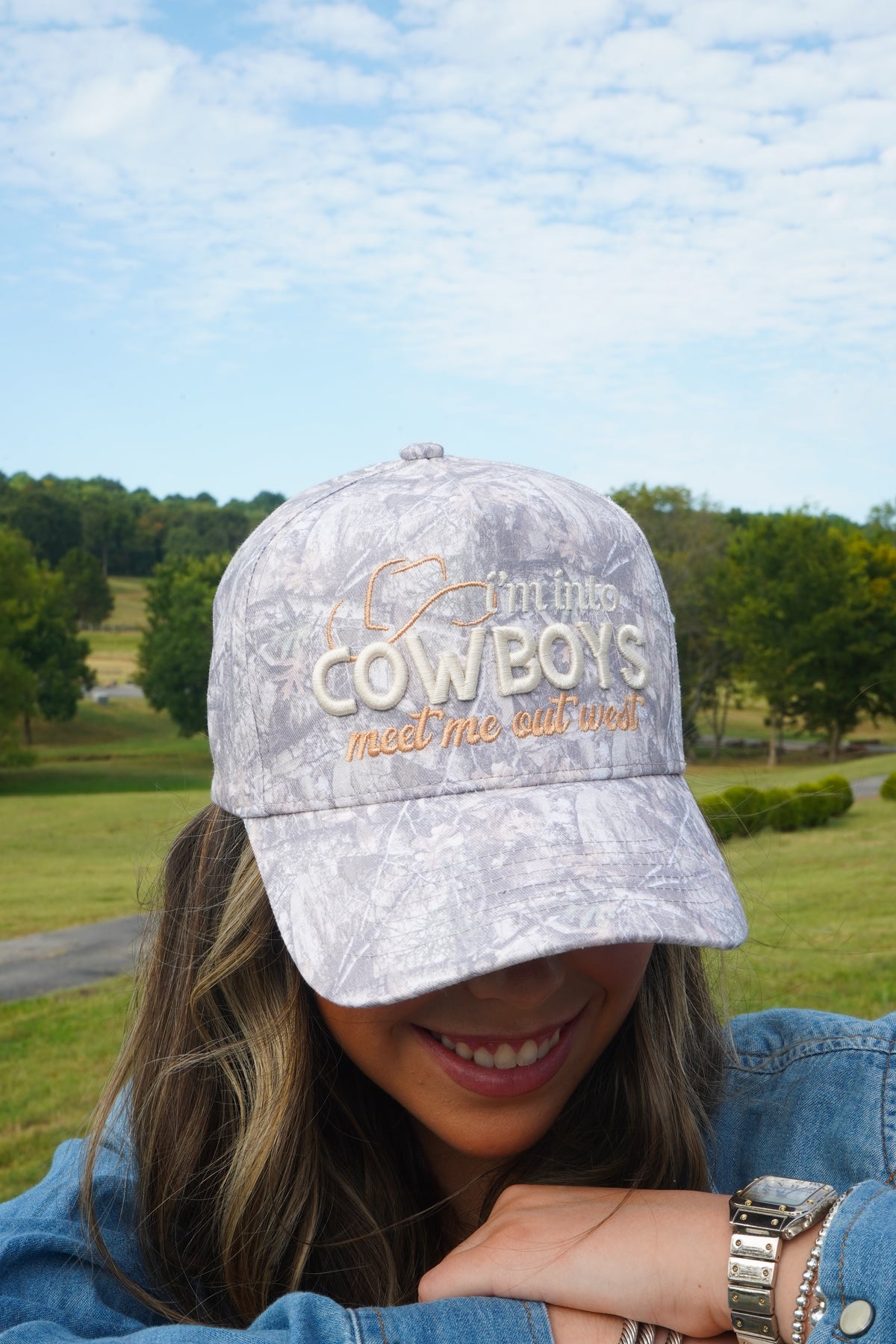 I'm Into Cowboys - Washed Camo Trucker Hat