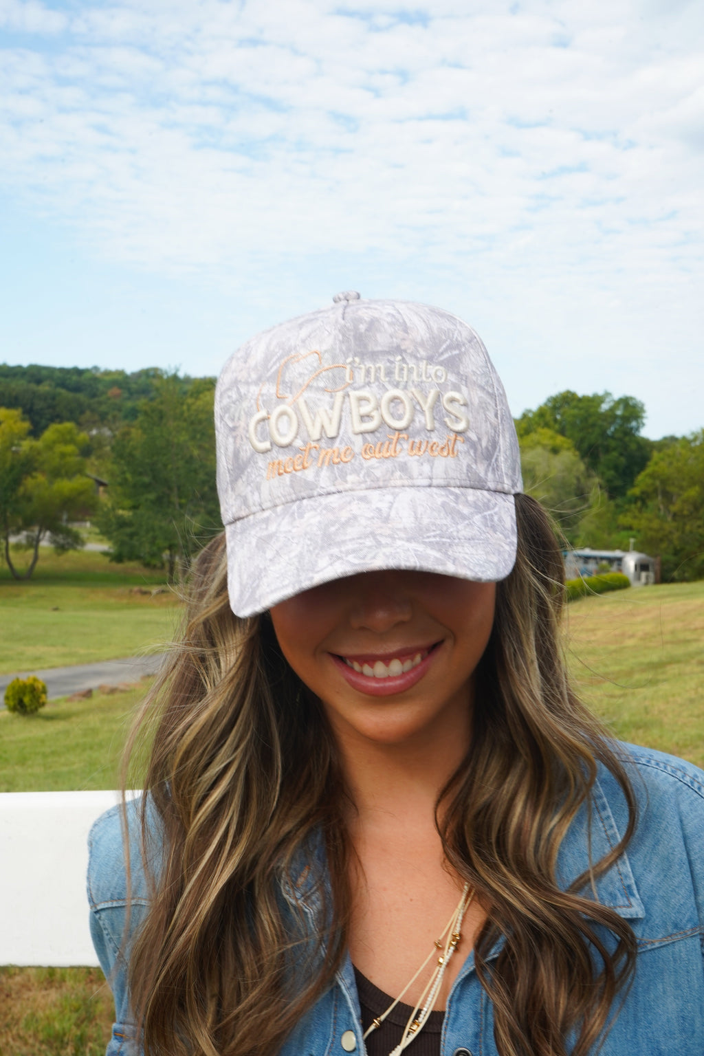 I'm Into Cowboys - Washed Camo Trucker Hat