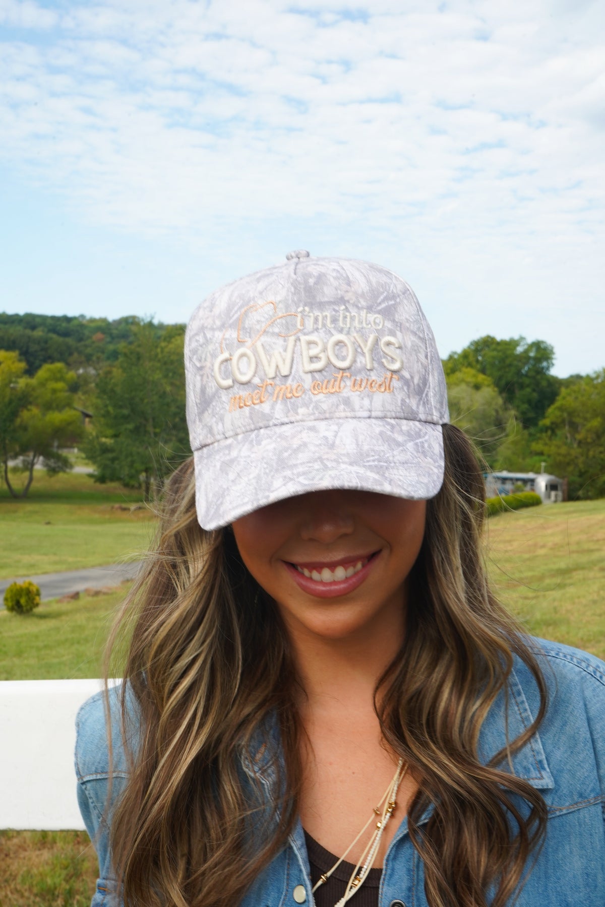I'm Into Cowboys - Washed Camo Trucker Hat