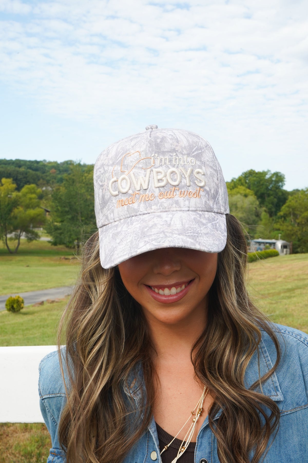 I'm Into Cowboys - Washed Camo Trucker Hat