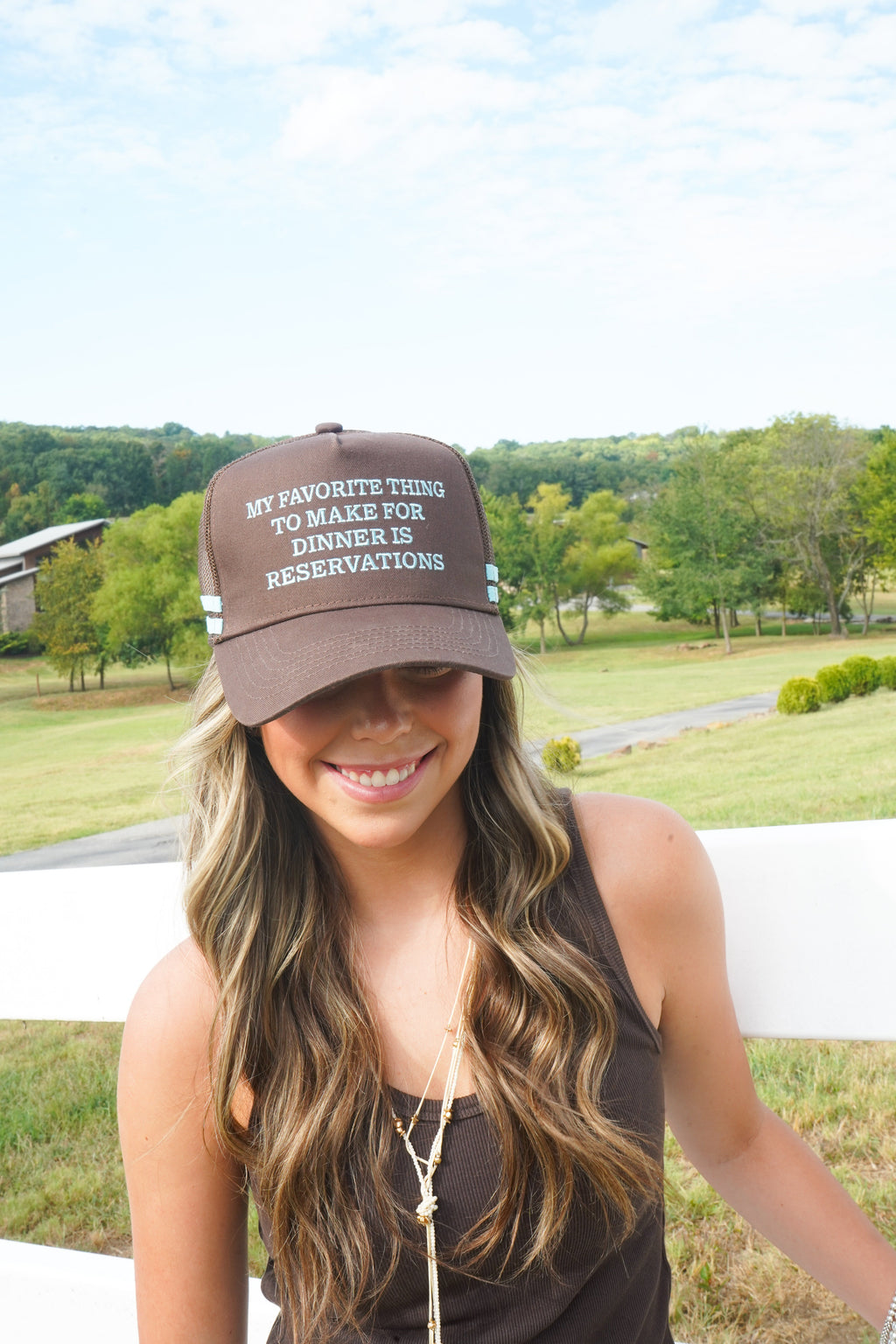 Favorite Thing is Reservations - Brown Trucker Hat