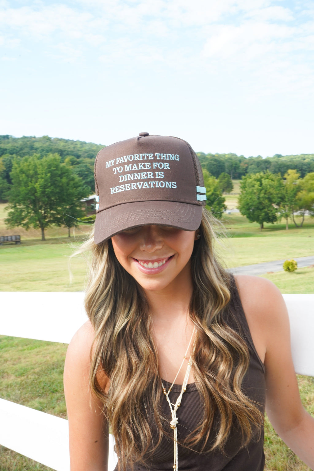 Favorite Thing is Reservations - Brown Trucker Hat