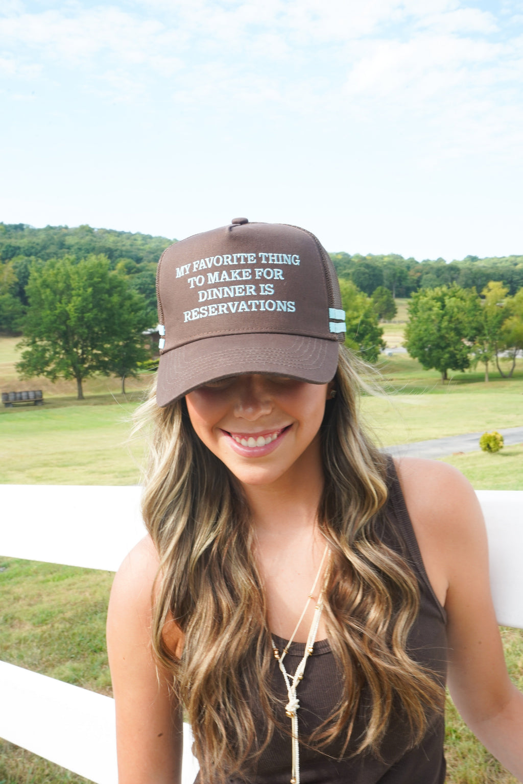 Favorite Thing is Reservations - Brown Trucker Hat