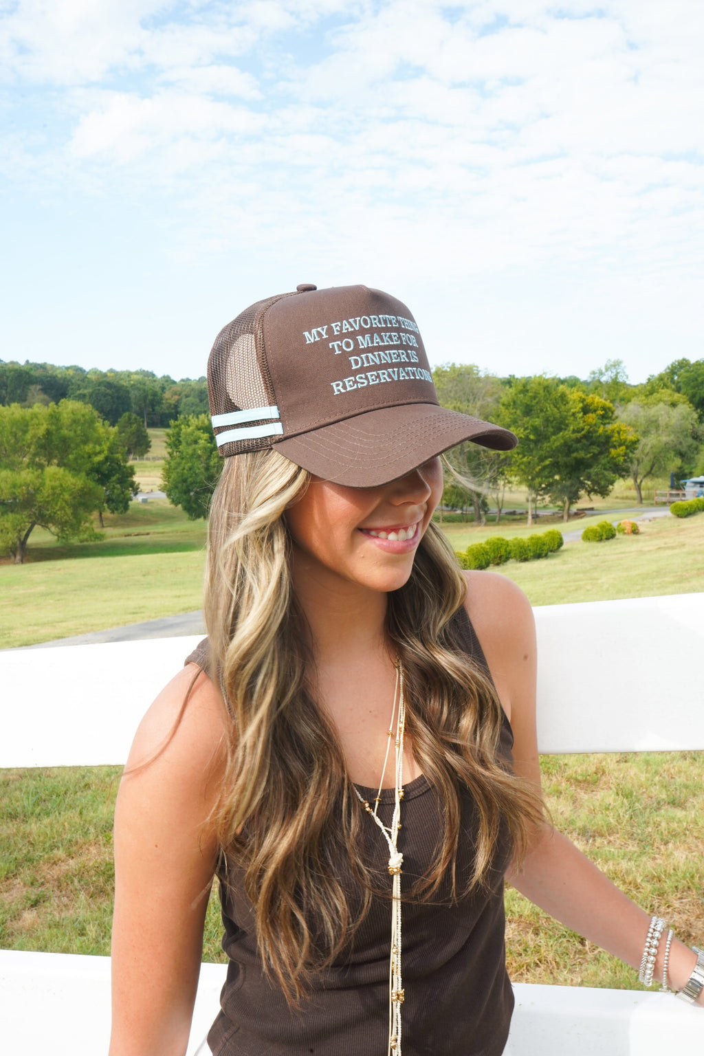 Favorite Thing is Reservations - Brown Trucker Hat