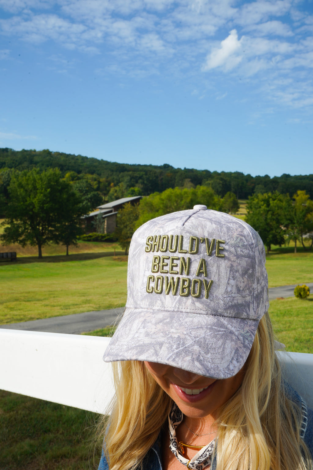 Should've Been a Cowboy - Washed Camo Trucker Hat