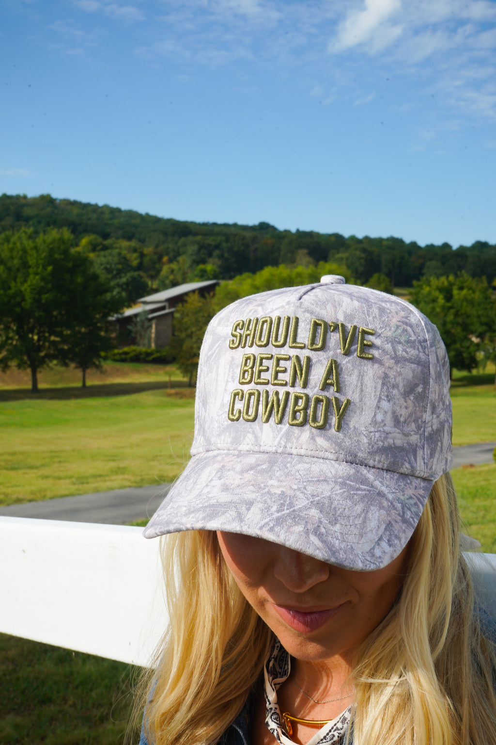 Should've Been a Cowboy - Washed Camo Trucker Hat