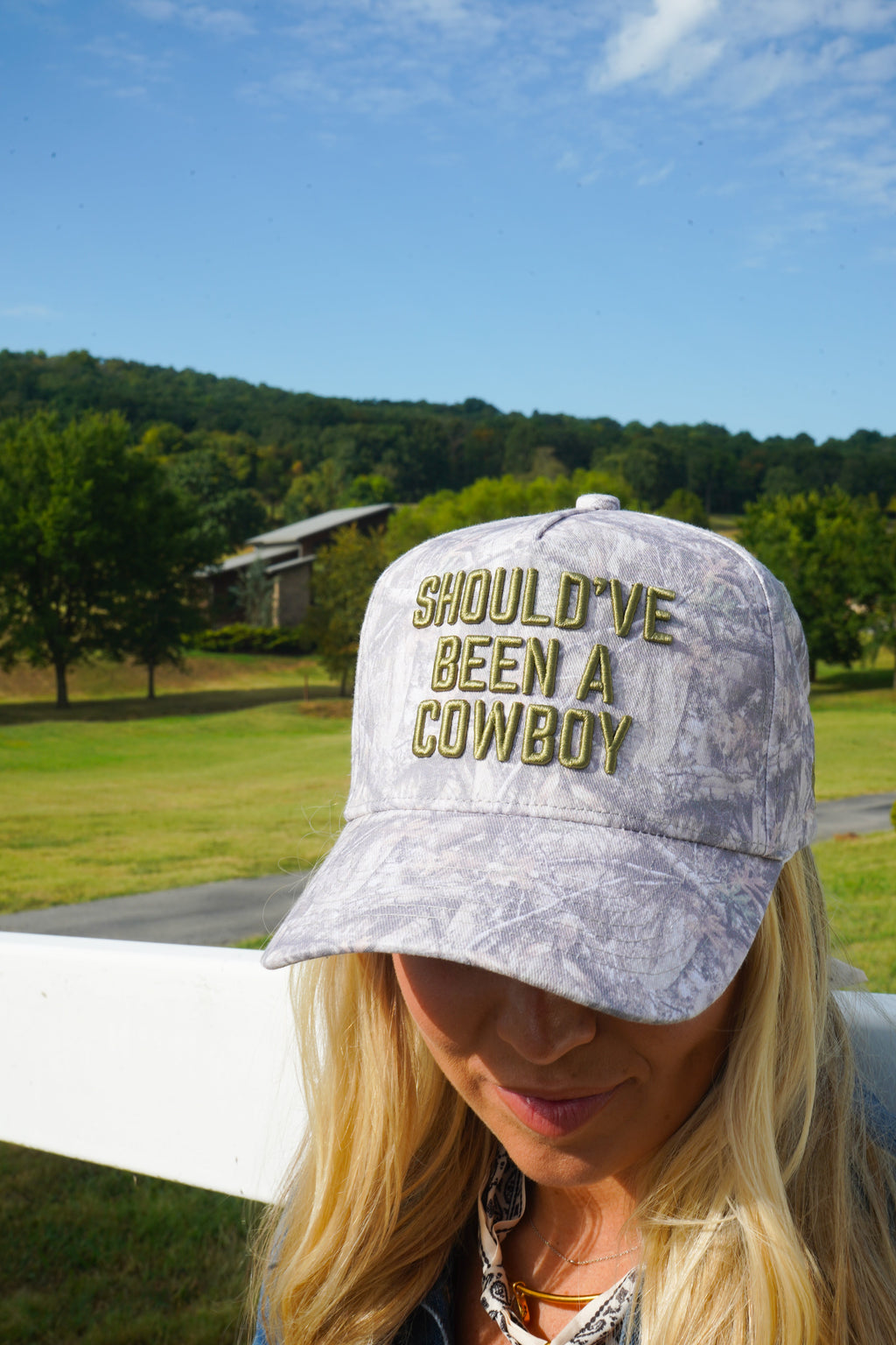 Should've Been a Cowboy - Washed Camo Trucker Hat