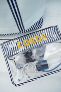 Cords - Black & White Stripe Flat Clear Pouch