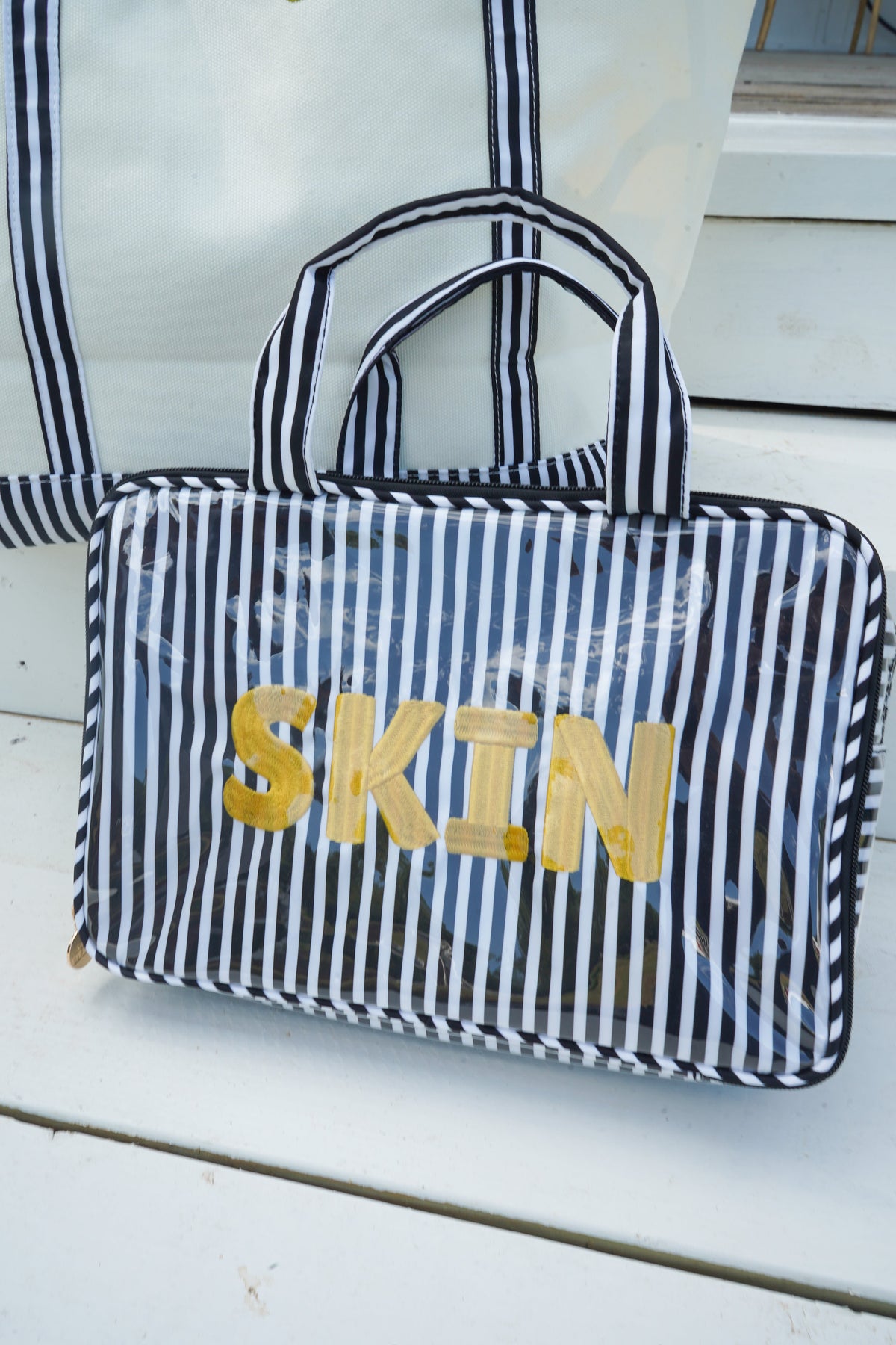 Skin - Striped Clear Coat Toiletry Case