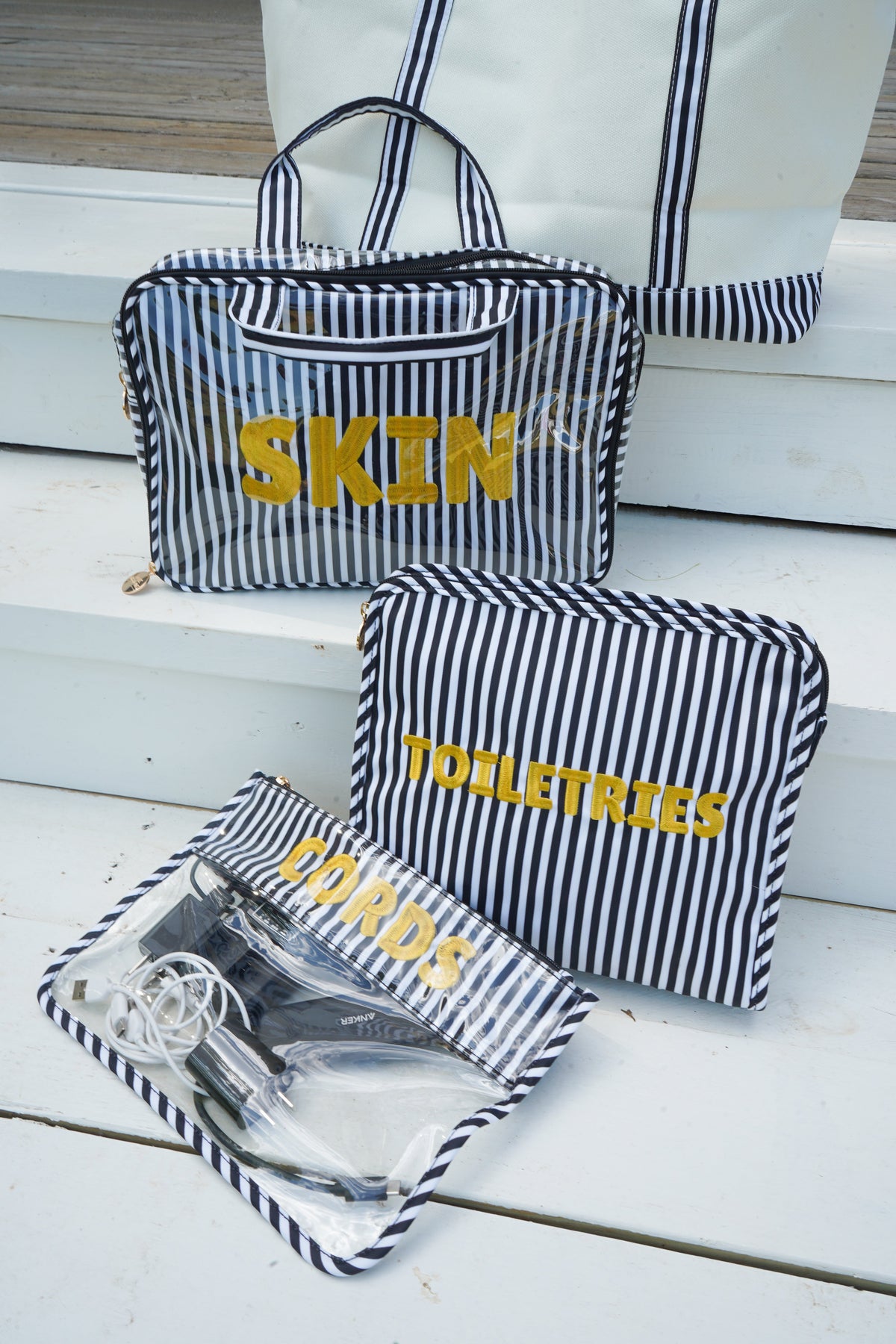 Skin - Striped Clear Coat Toiletry Case