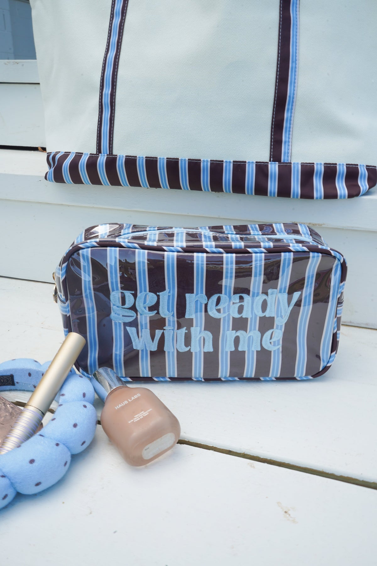 Get Ready With Me - Chocolate Stripes Large Bag