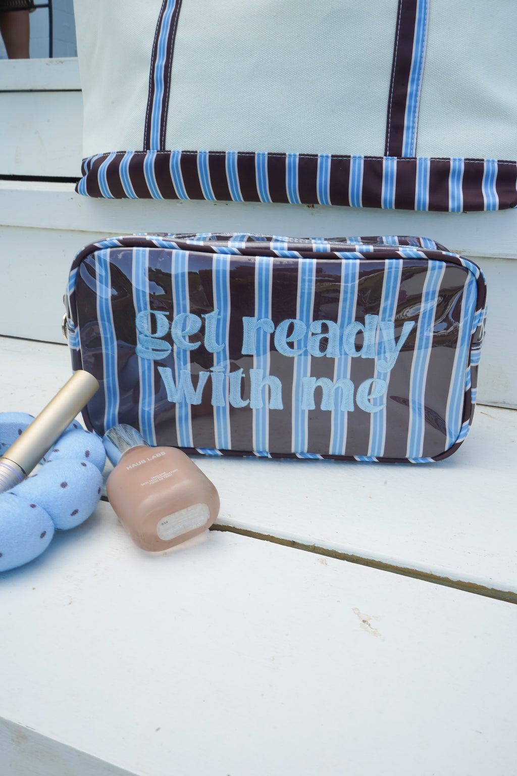 Get Ready With Me - Chocolate Stripes Large Bag