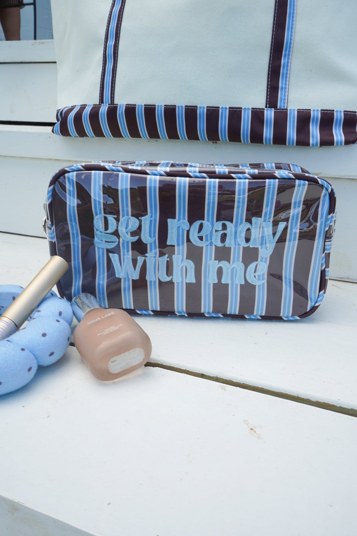 Get Ready With Me - Chocolate Stripes Large Bag