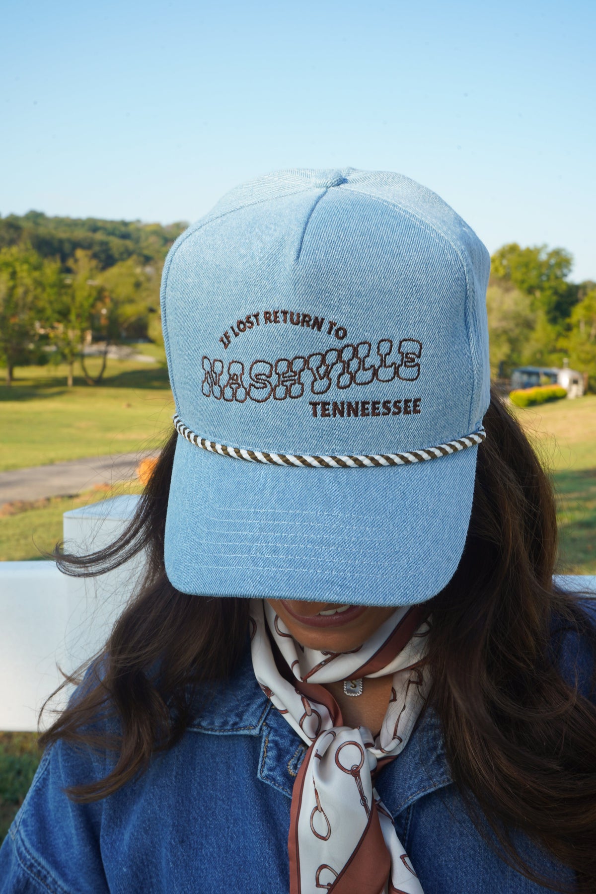 If Lost, Return to Nashville - Denim Trucker Hat