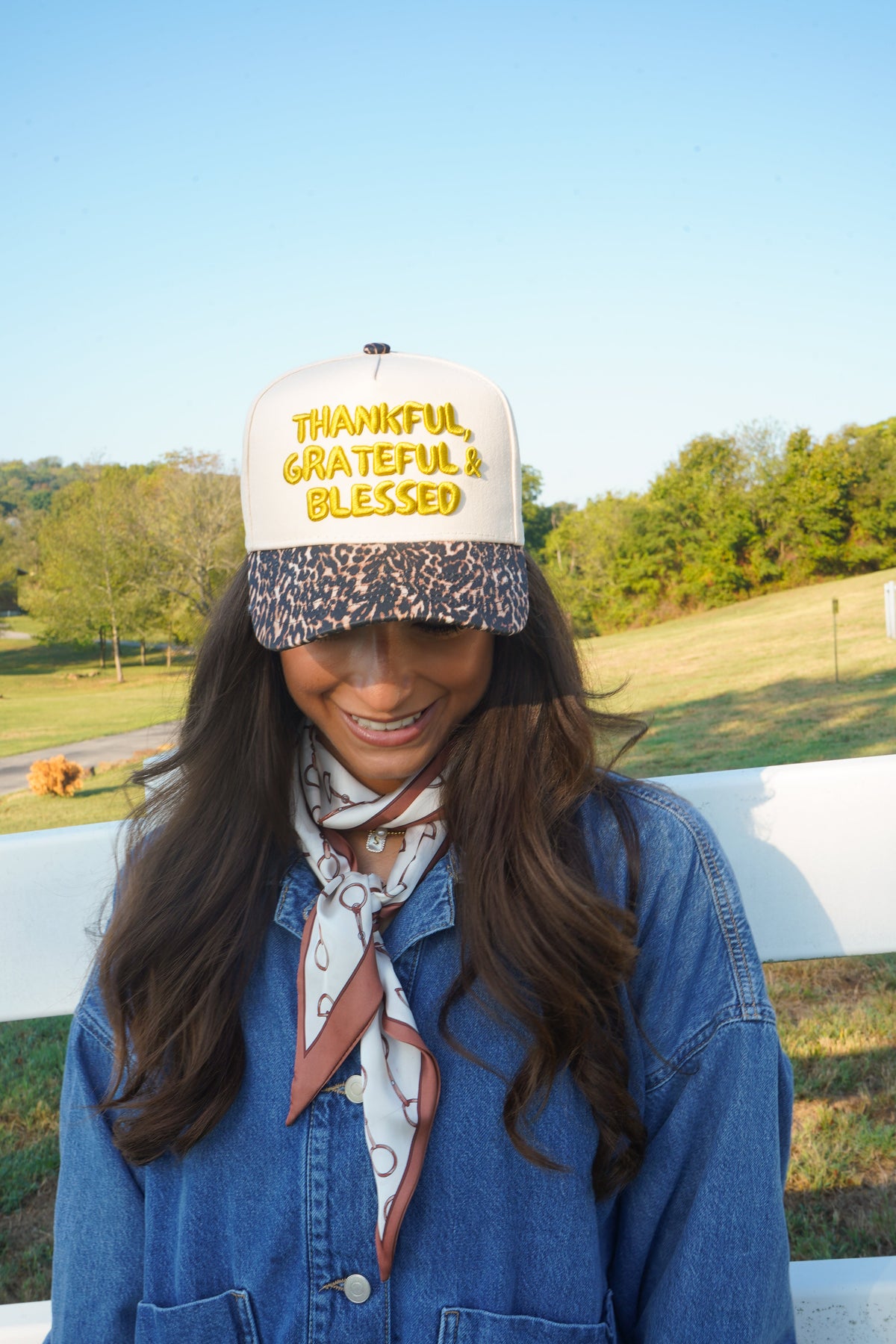 Thankful, Grateful & Blessed - Leopard Trucker Hat