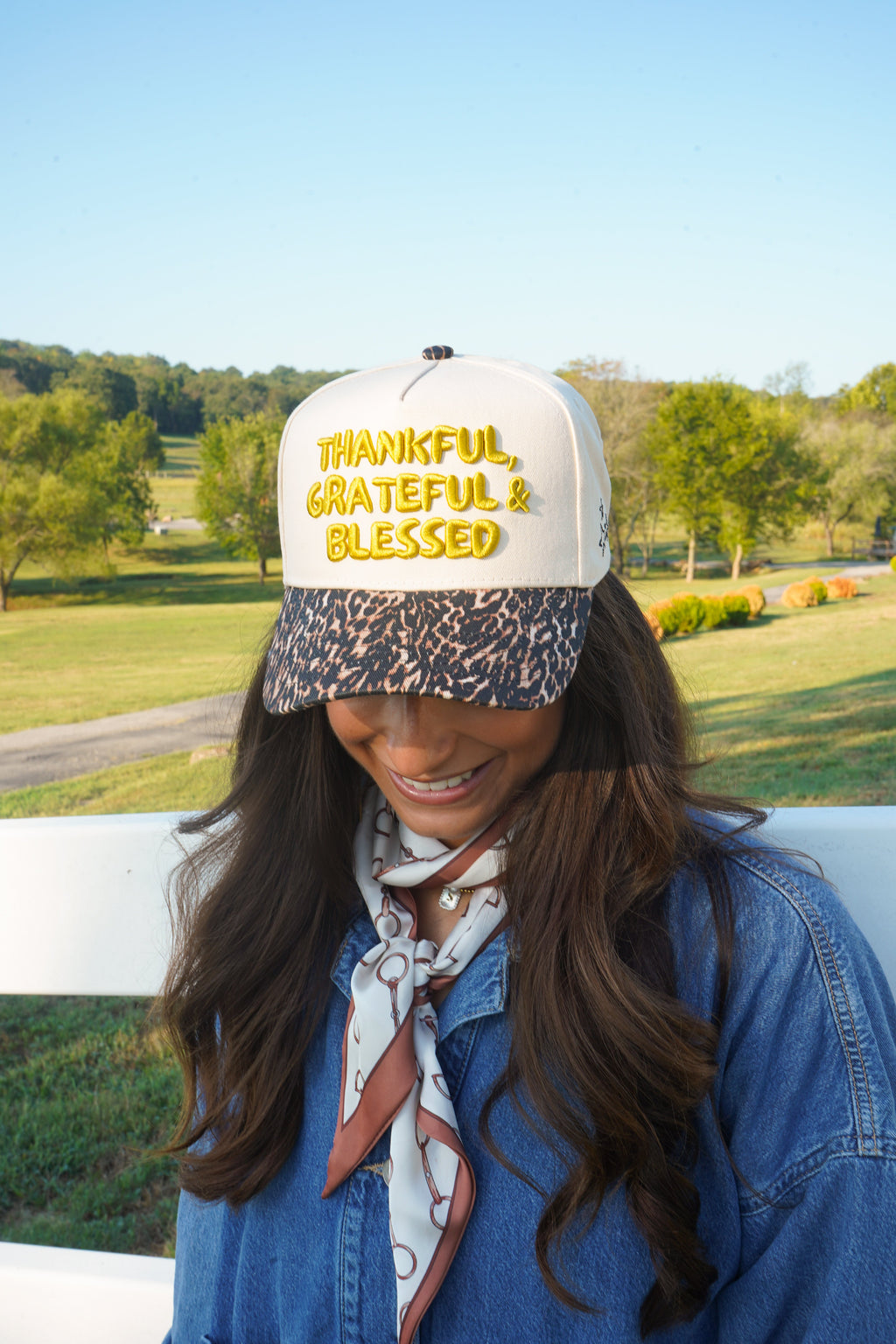 Thankful, Grateful & Blessed - Leopard Trucker Hat