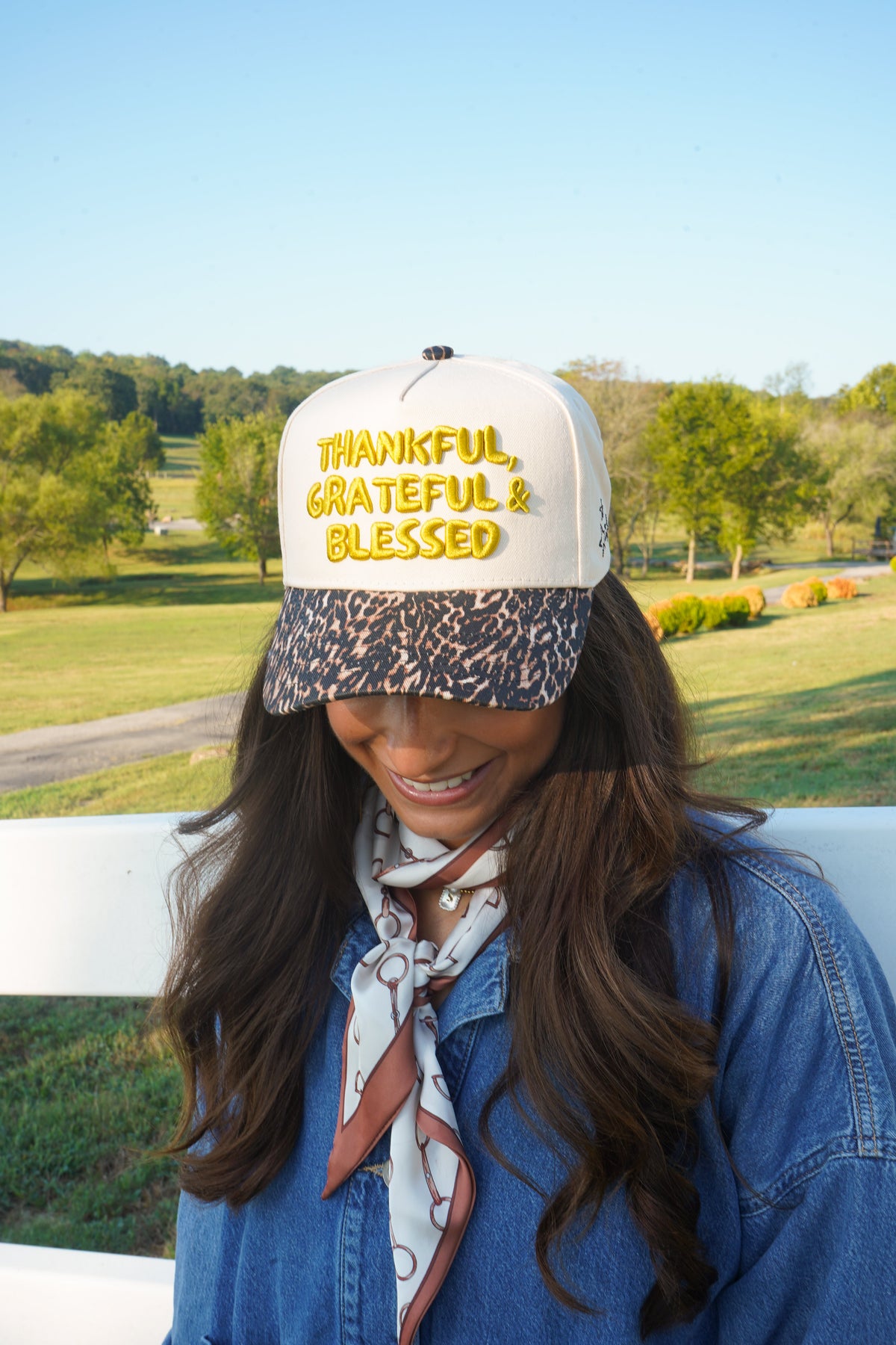 Thankful, Grateful & Blessed - Leopard Trucker Hat