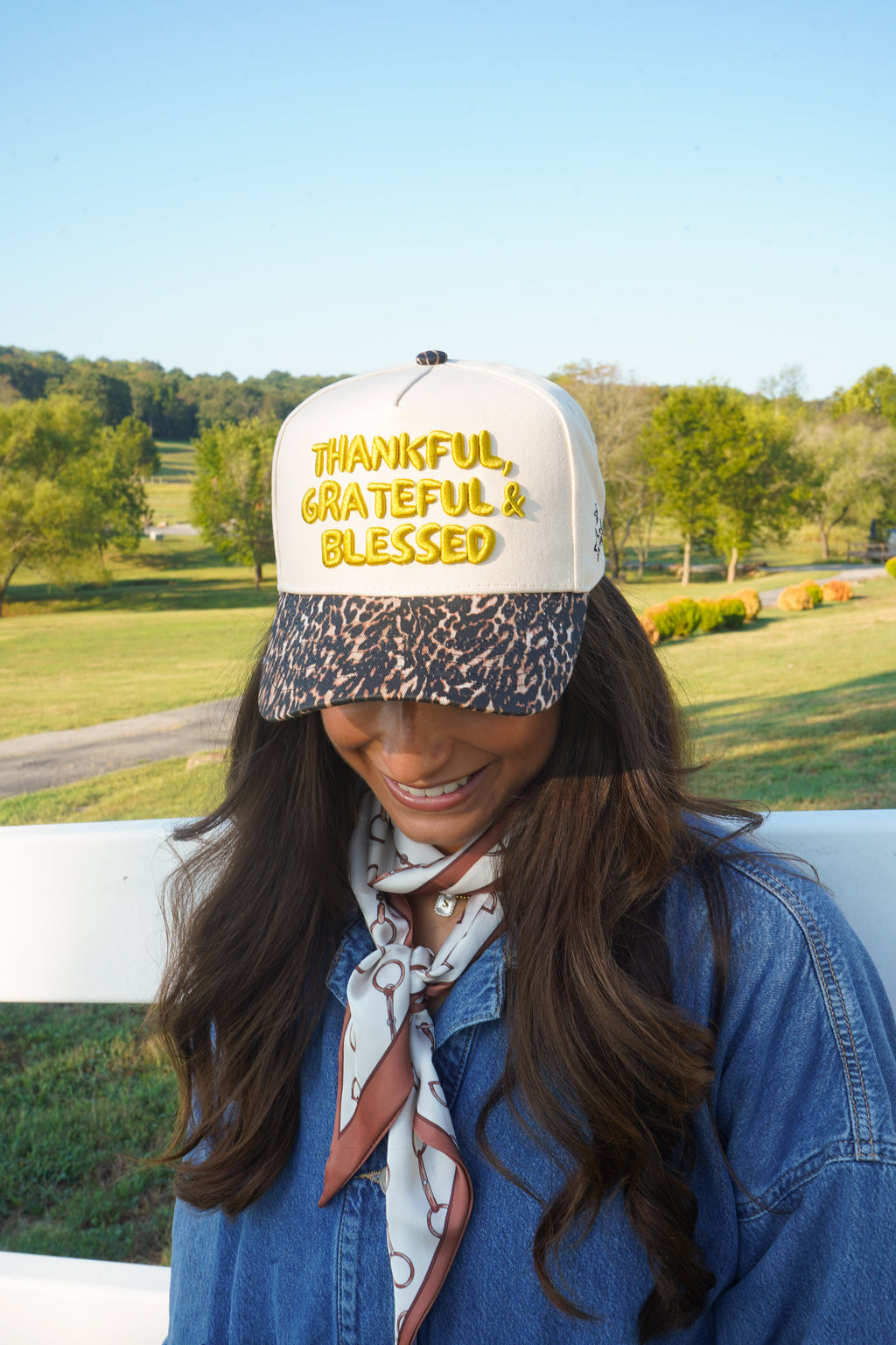 Thankful, Grateful & Blessed - Leopard Trucker Hat