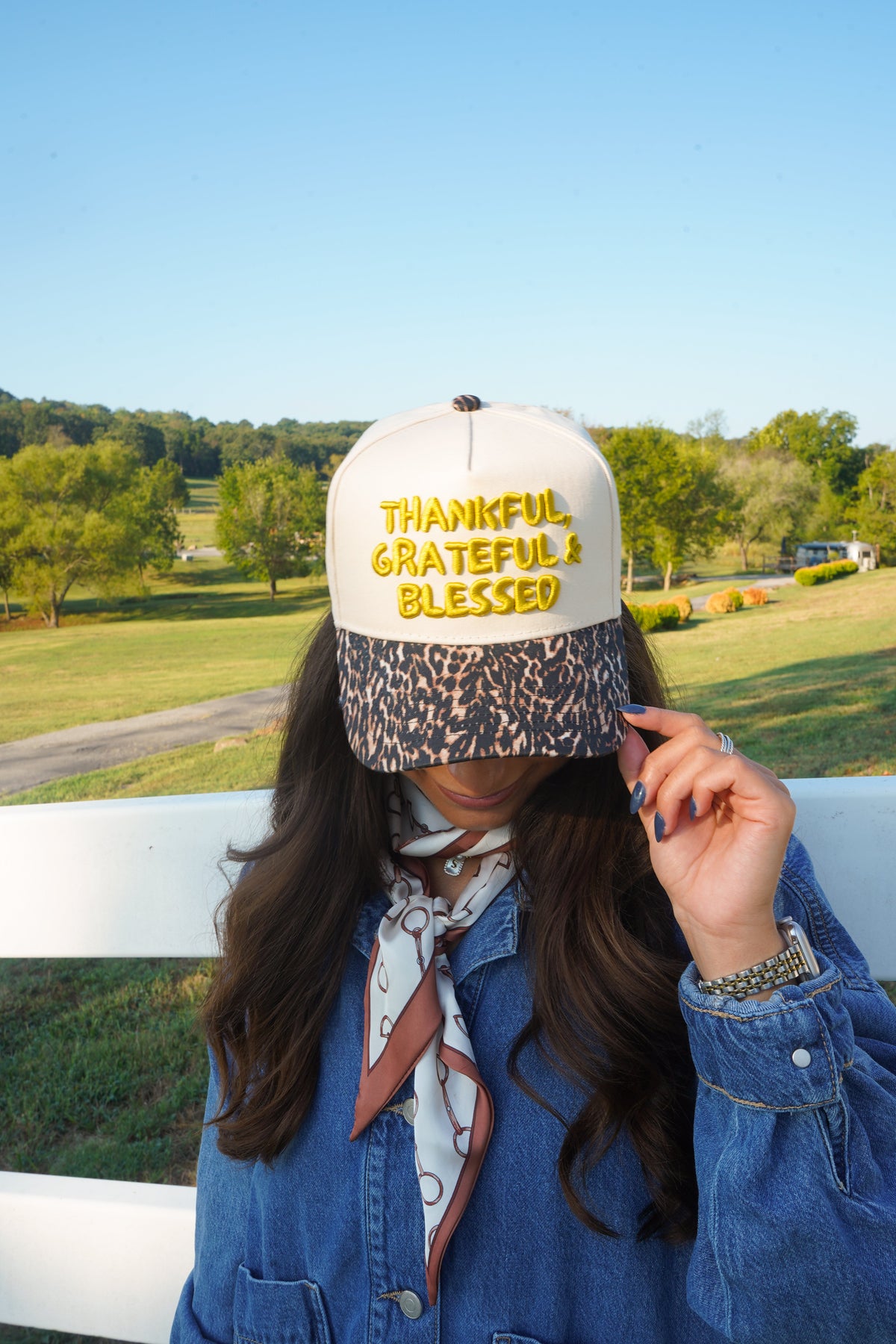 Thankful, Grateful & Blessed - Leopard Trucker Hat