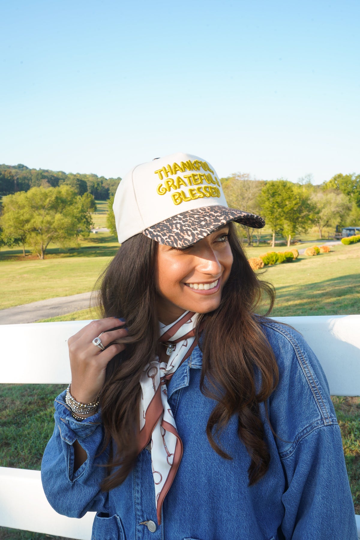 Thankful, Grateful & Blessed - Leopard Trucker Hat