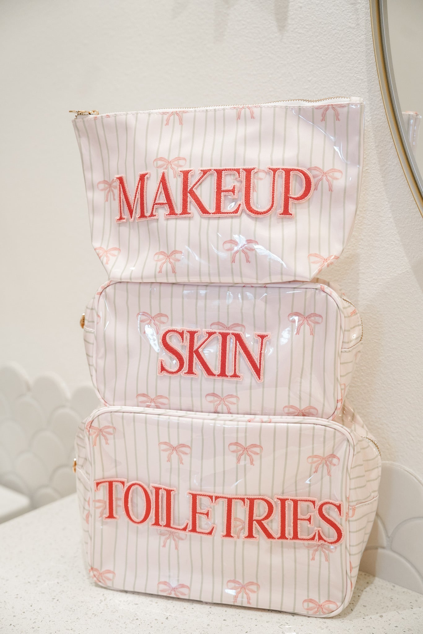 Makeup - Pink Ribbons Clear Coat Bag - PREORDER