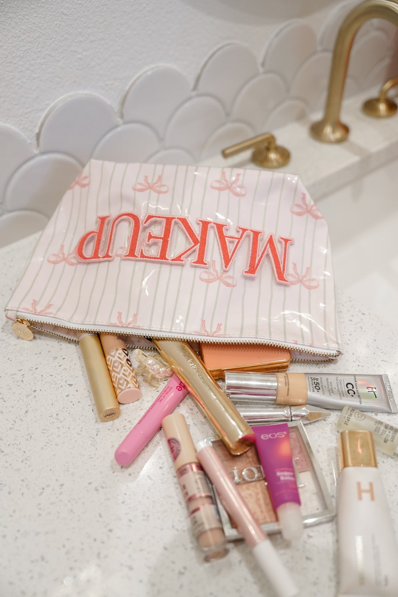 Makeup - Pink Ribbons Clear Coat Bag - PREORDER