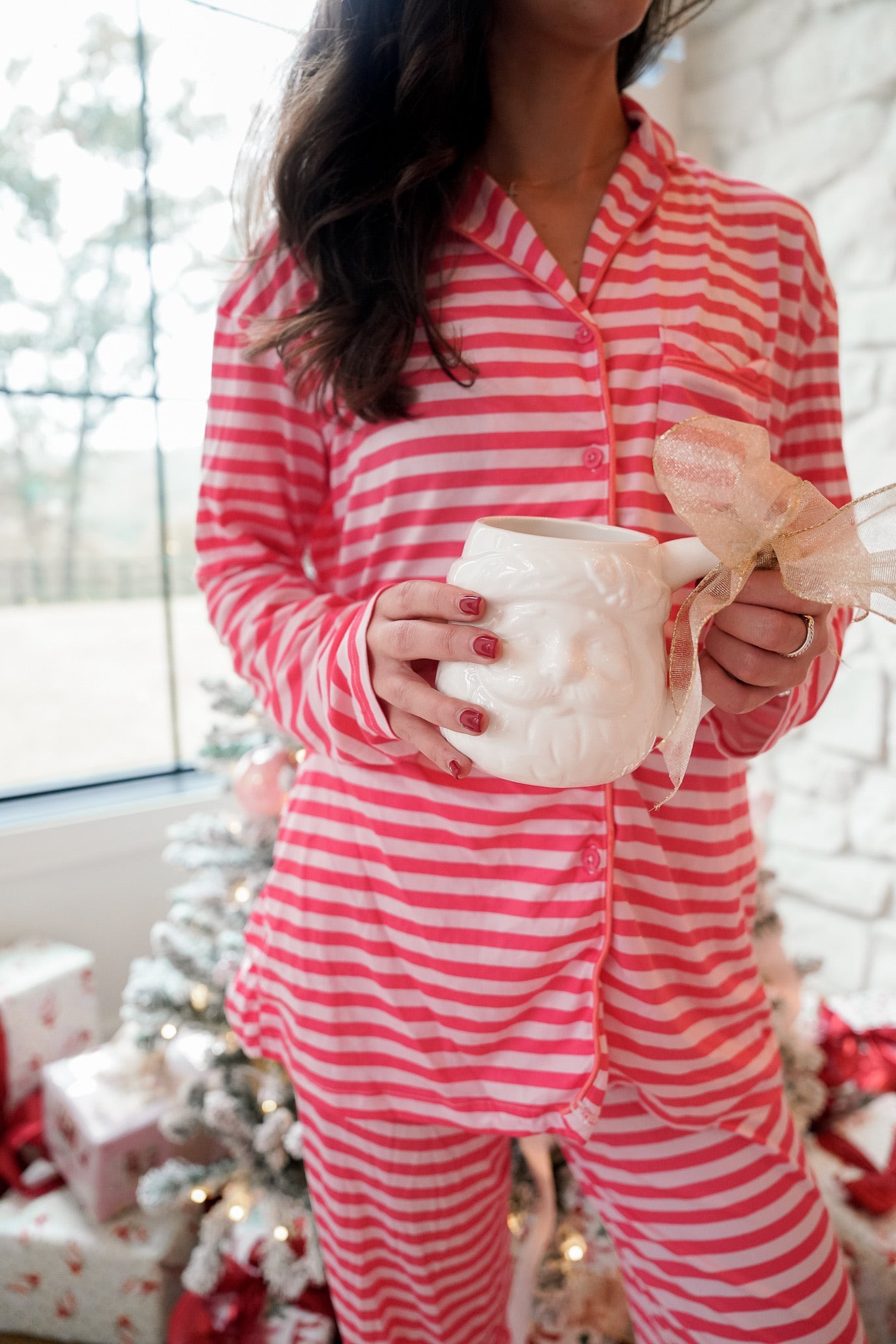 Pink & Red Stripes - Long Pajama Set