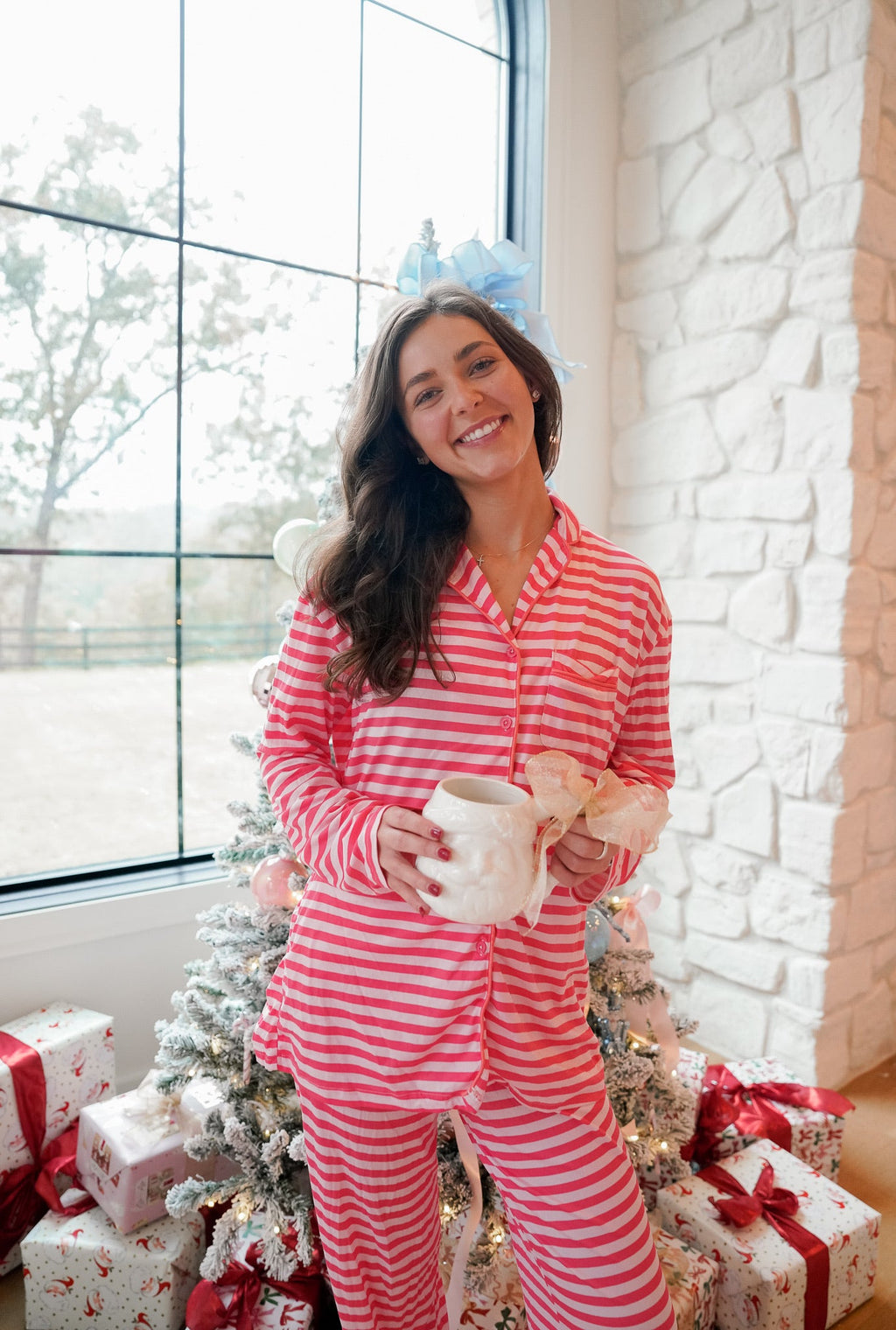Pink & Red Stripes - Long Pajama Set