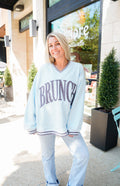 Brunch - Blue Vintage V-Neck Sweatshirt