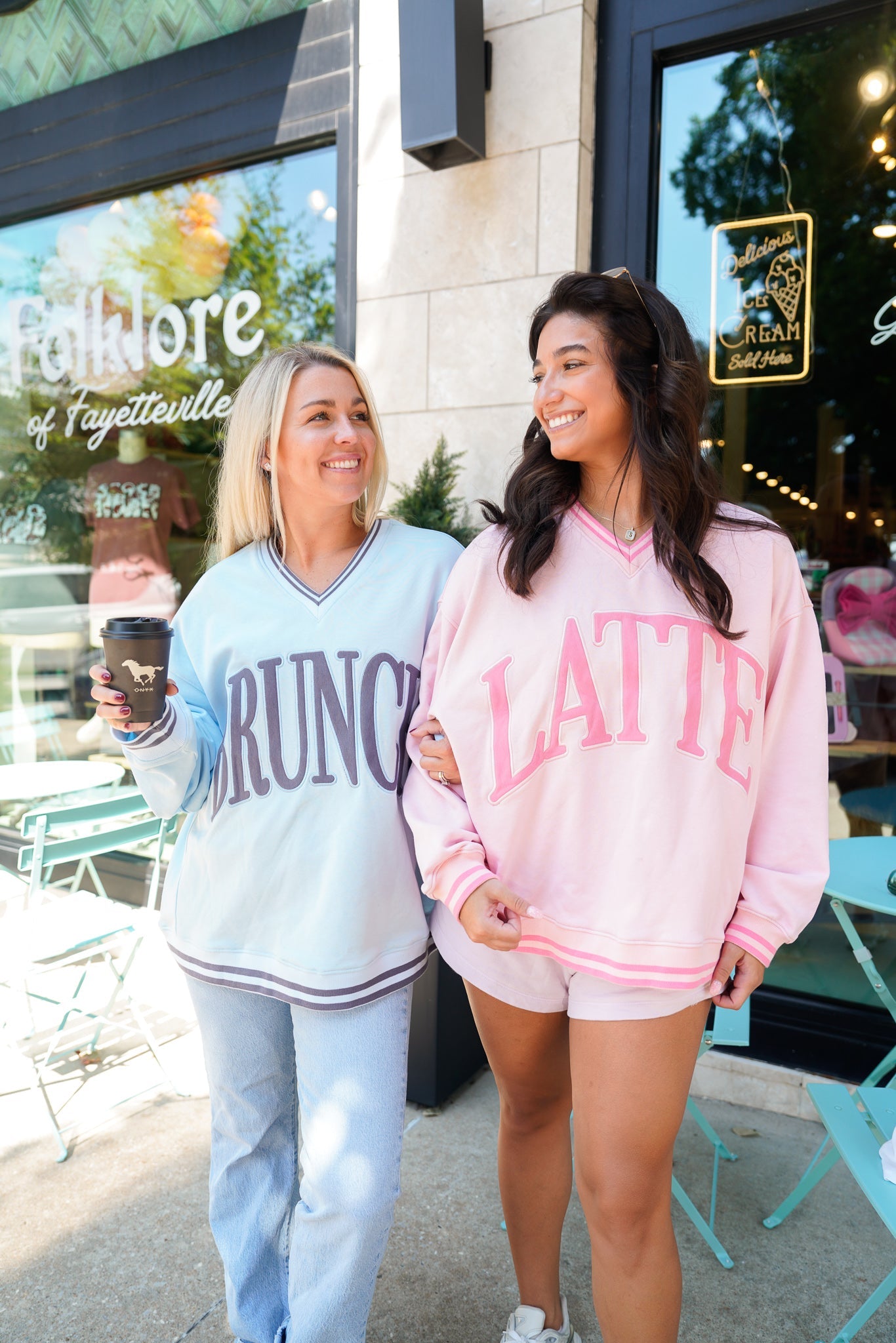 Brunch - Blue Vintage V-Neck Sweatshirt
