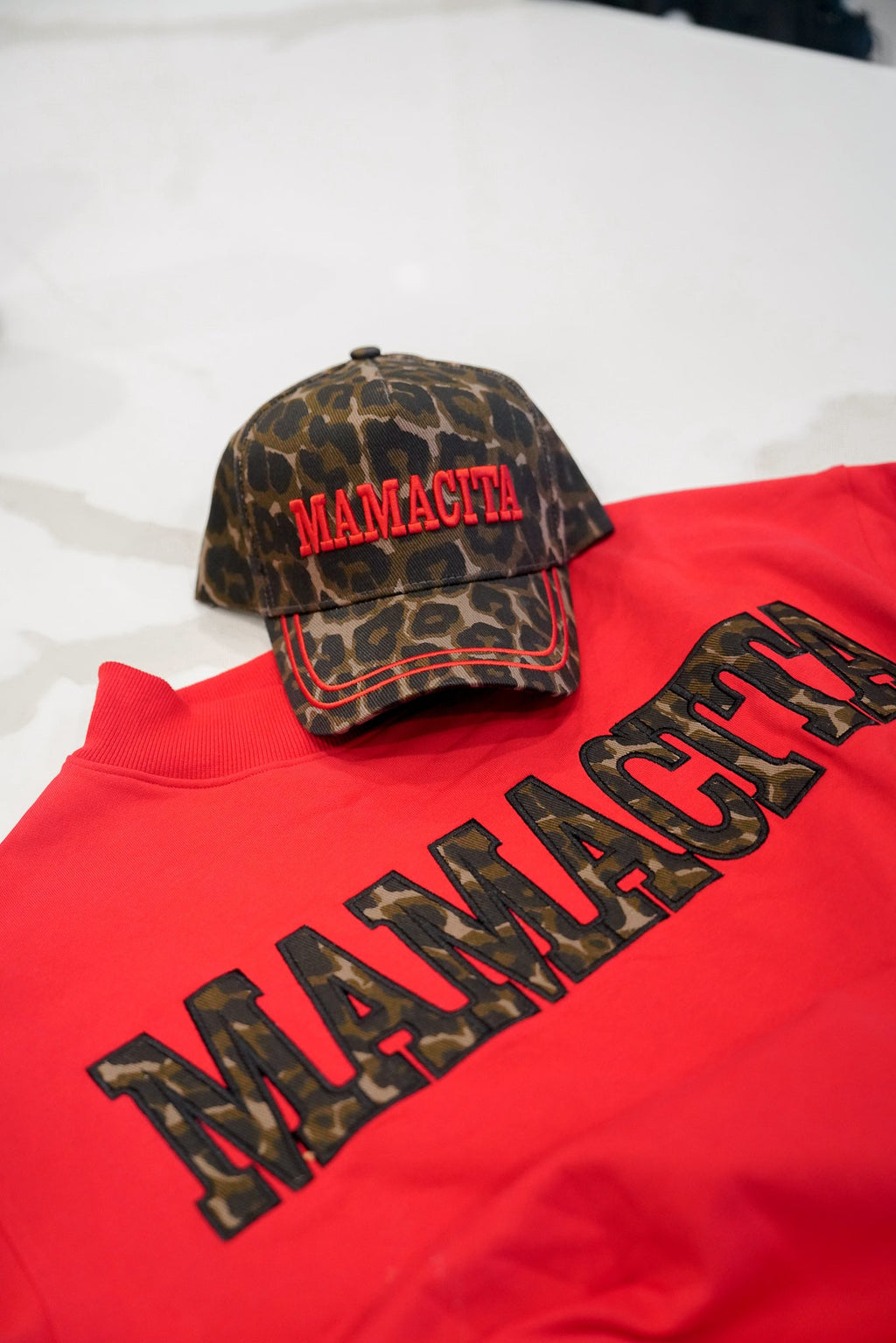 Mamacita - Red Vintage Mock-Neck Sweatshirt