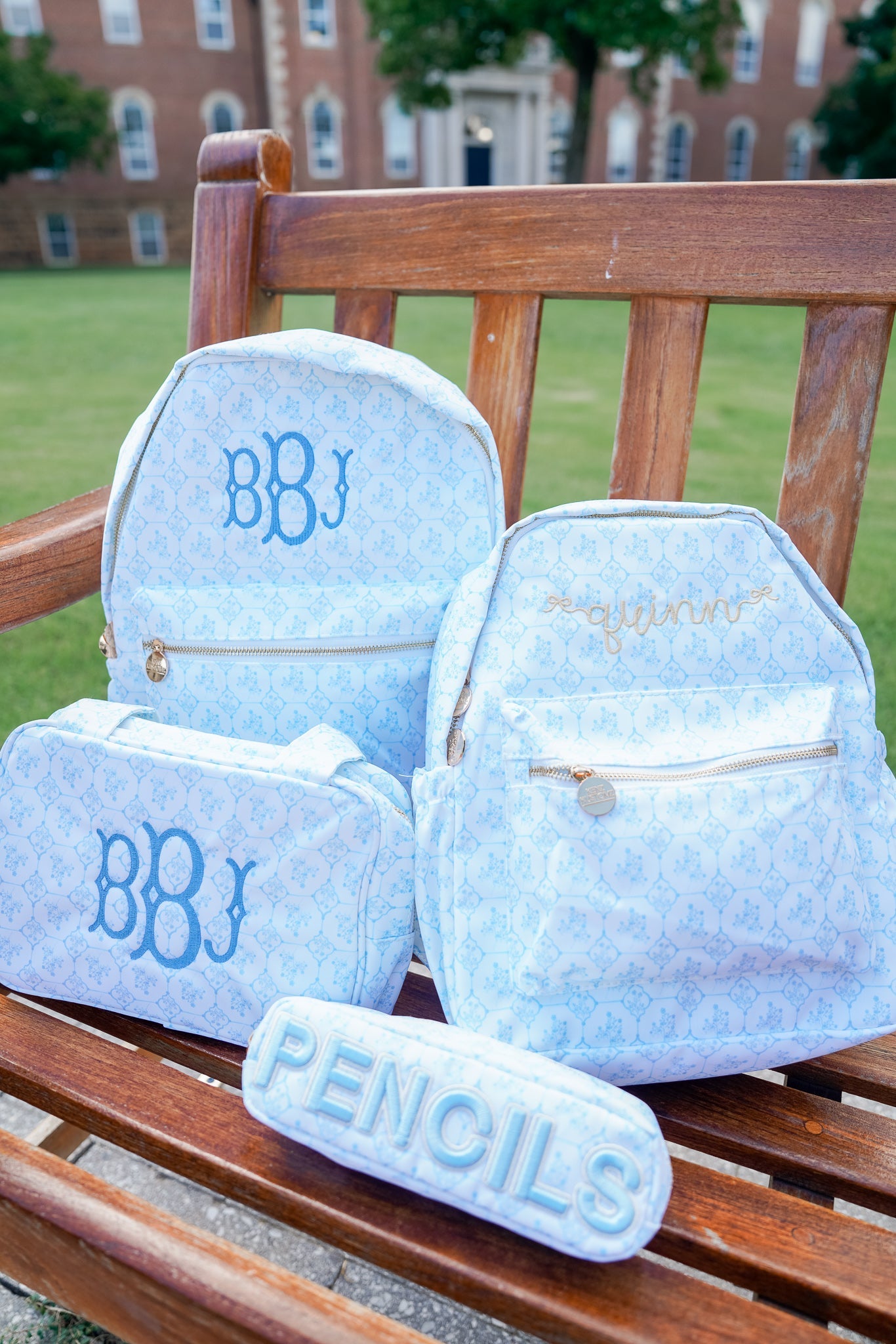 Blue Toile Backpack -PLAIN NO EMBROIDERY